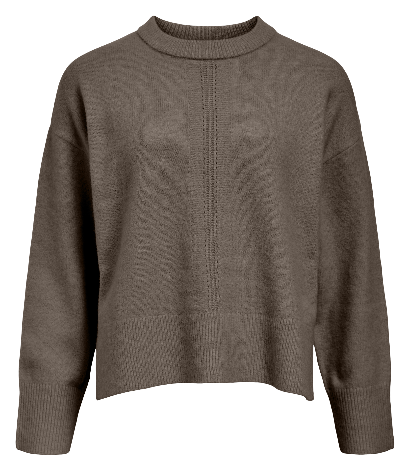 Gerader Rundhalsausschnitt-Pullover uni OBJECT Braun