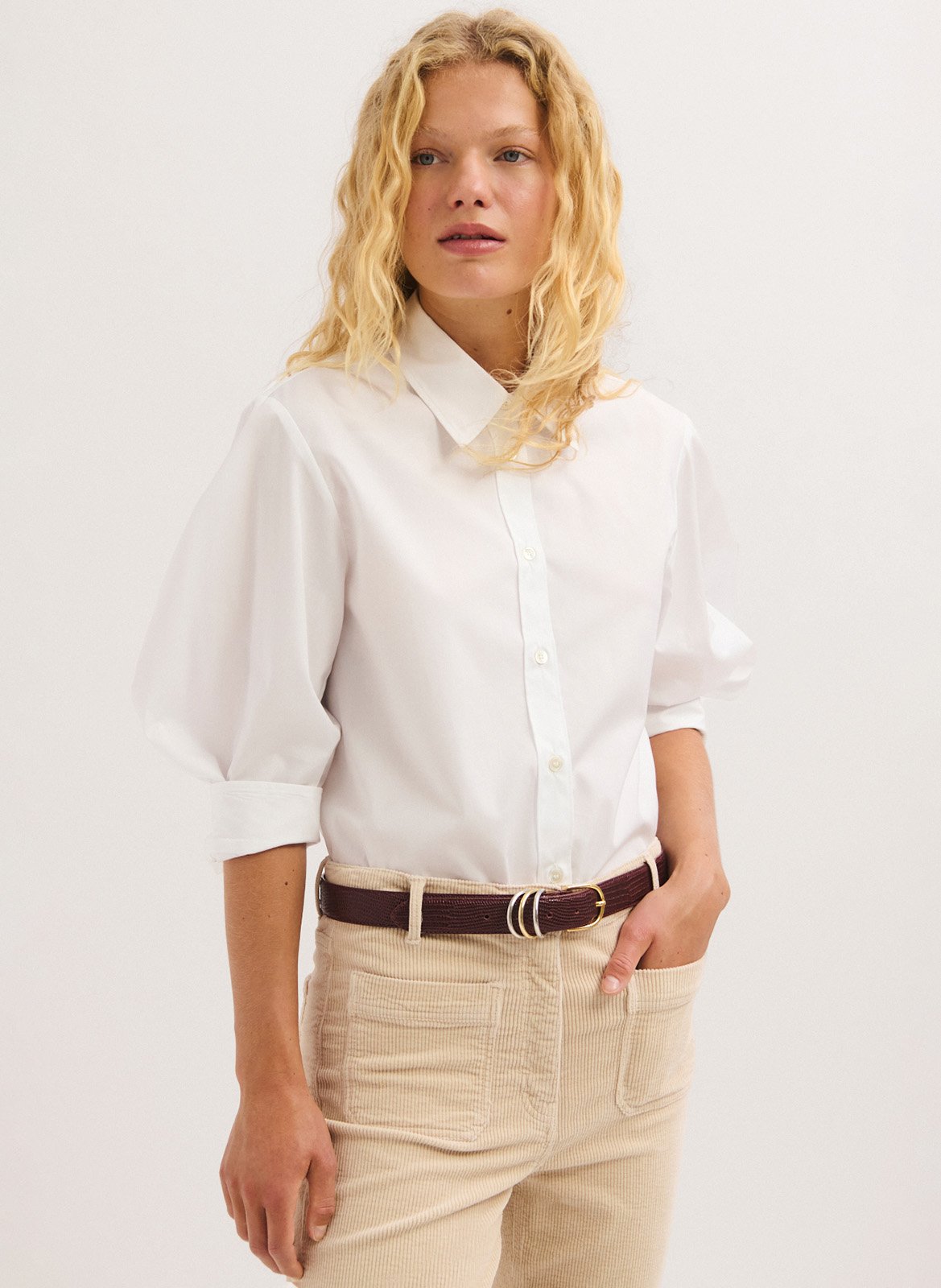 Straight cotton shirt PABLO White