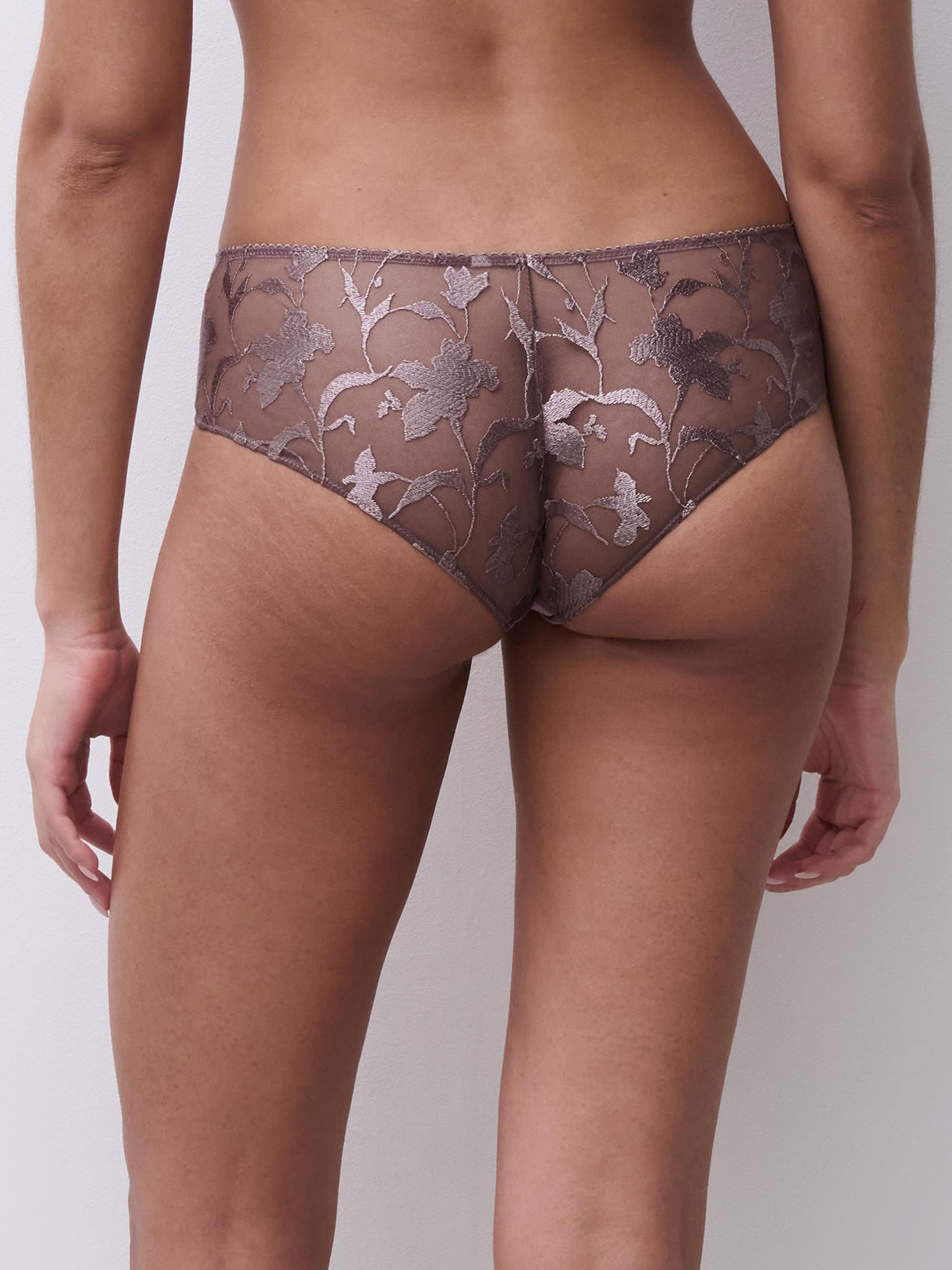 Shorty floral embroidery CHANTELLE Brown