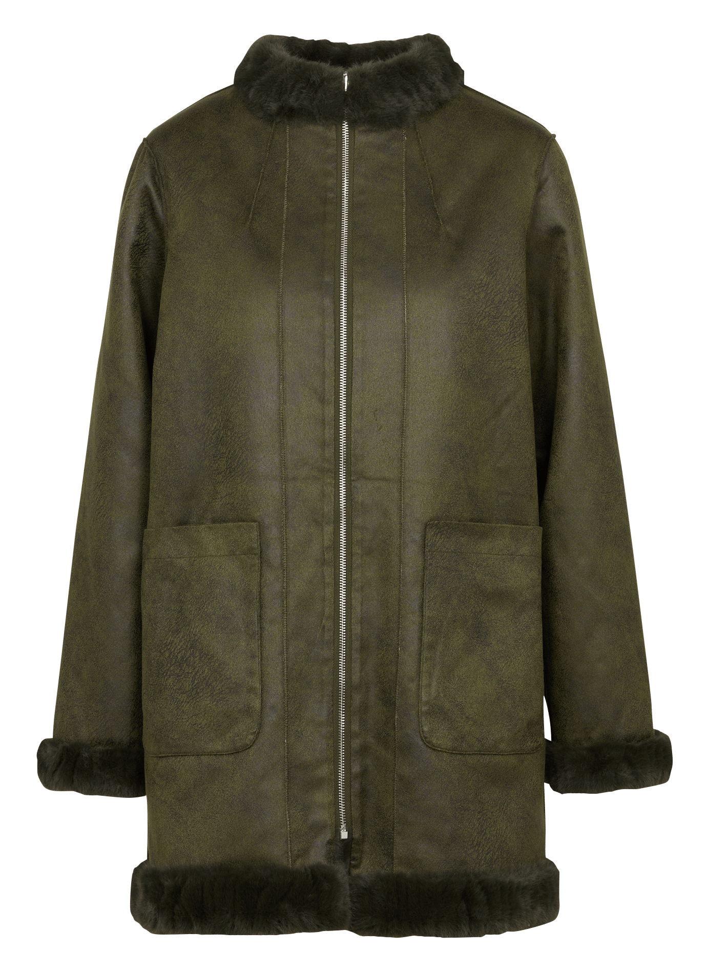  Manteau mi-long en fausse fourrure LA FEE MARABOUTEE Vert