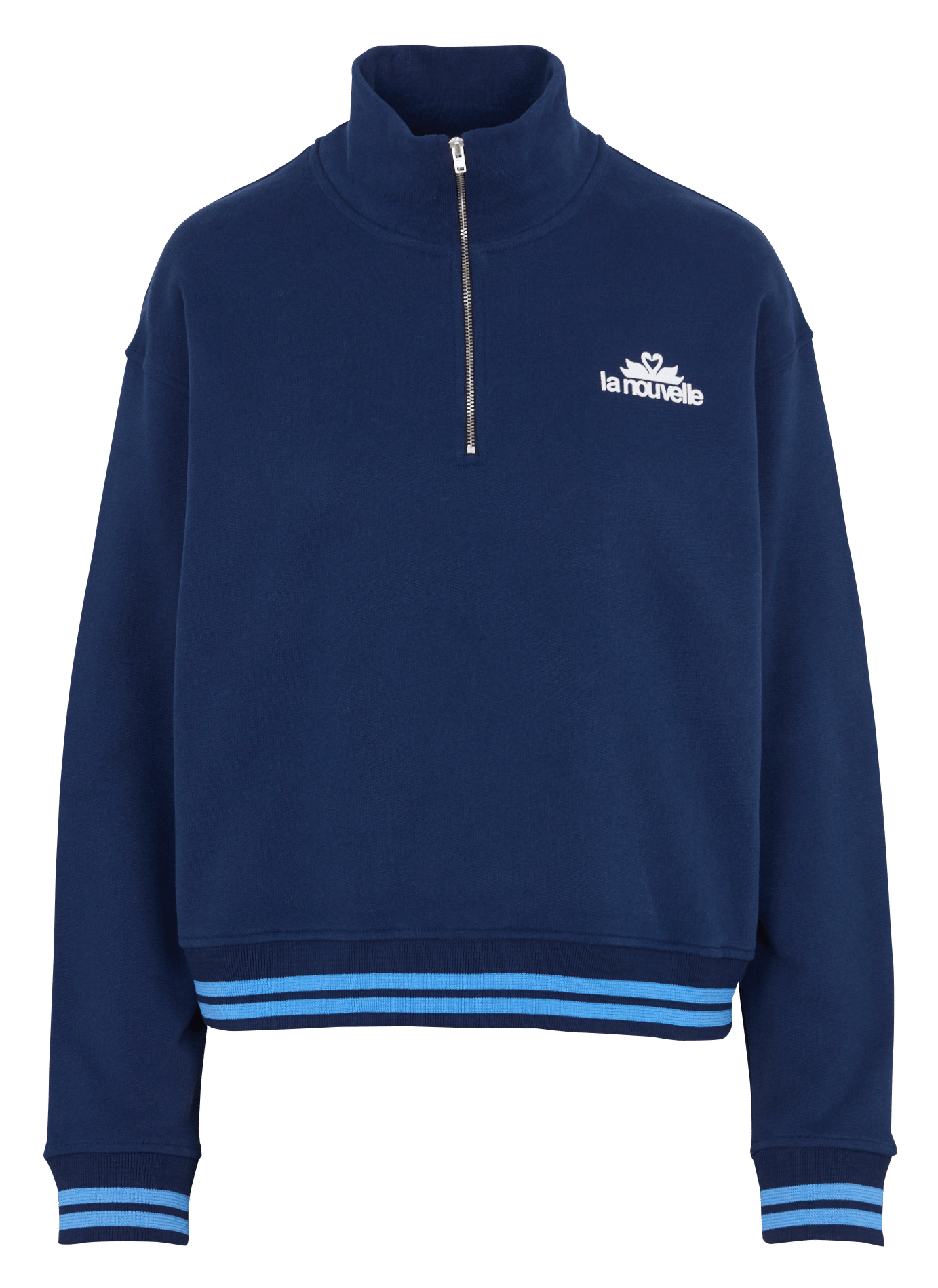 Trui met opstaande kraag en biologisch katoenen logo. LA NOUVELLE Blauw