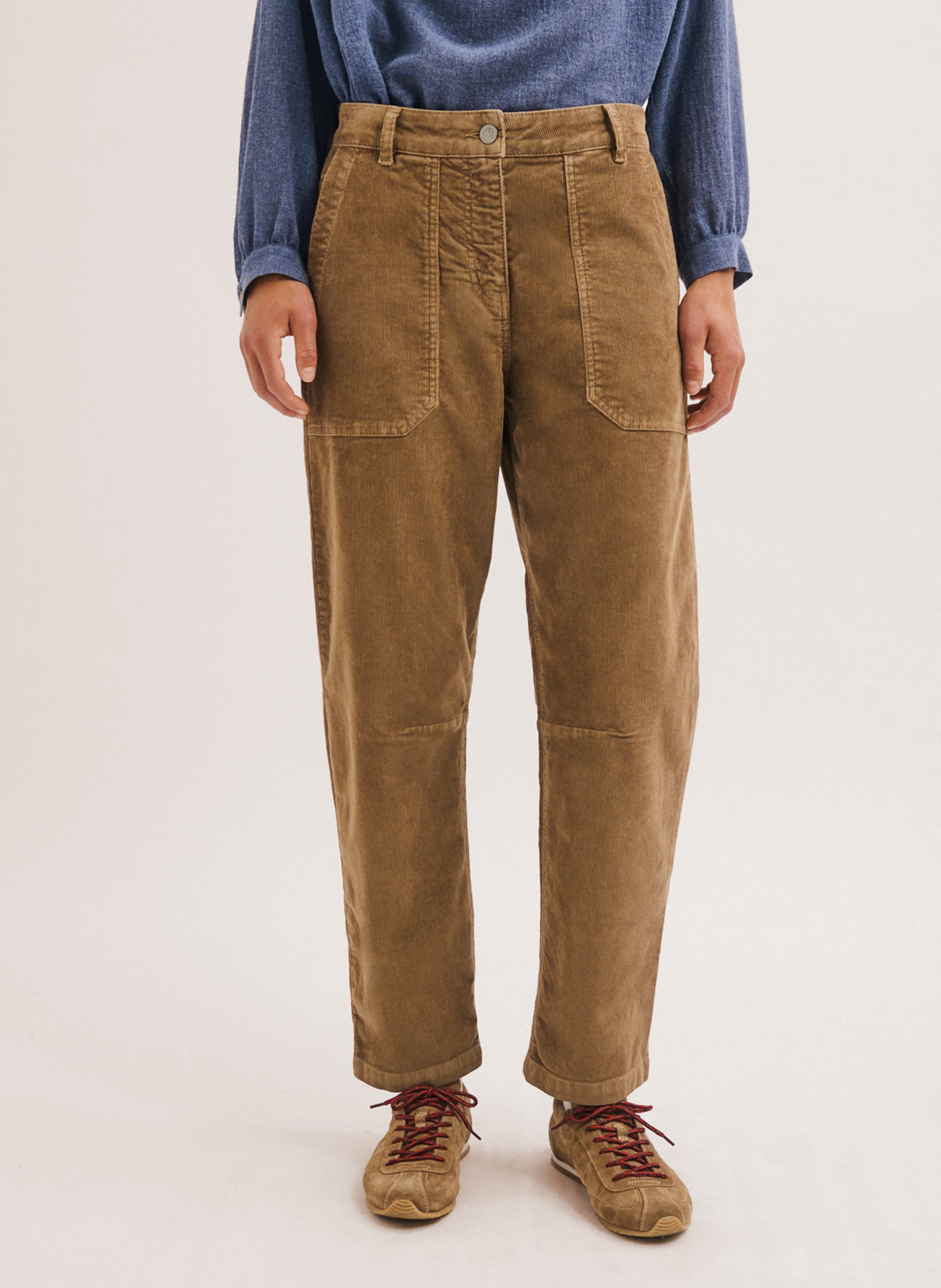Velvet barrel pants PABLO Beige