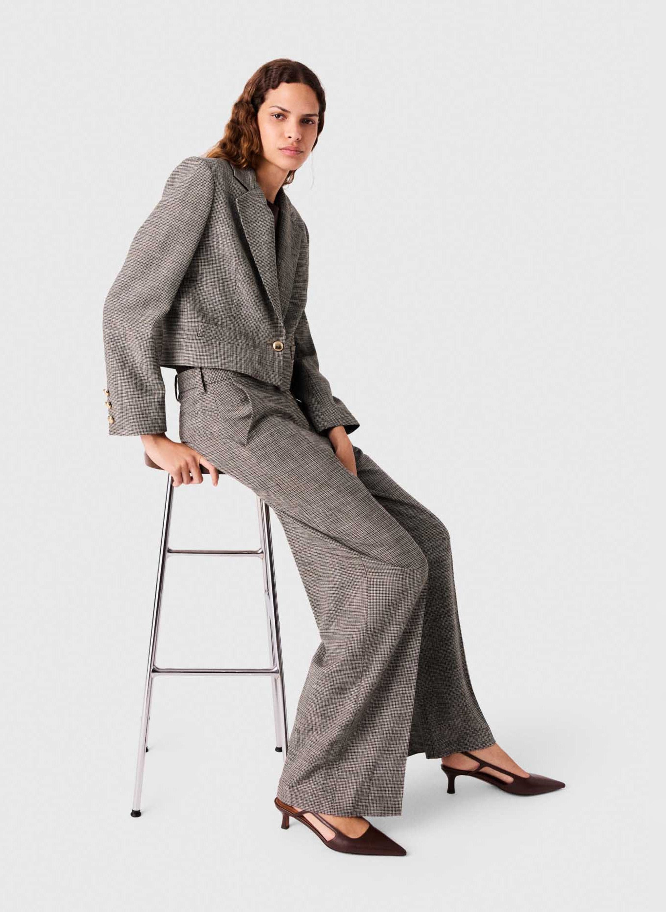 Pantalon droit à plis MAJE Marron