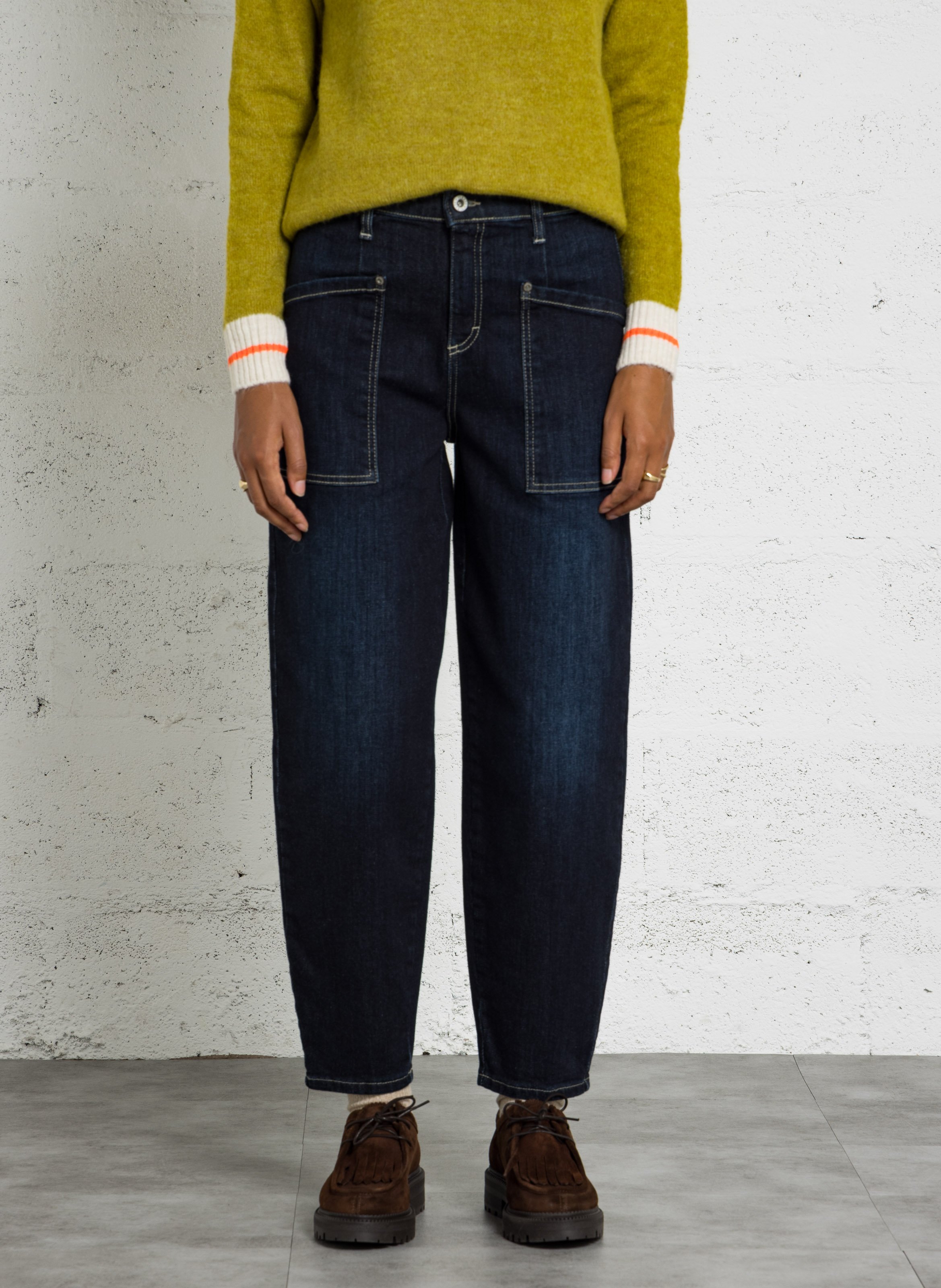 Ballon-Jeans mit aufgesetzten Taschen aus Baumwollmischung PLEASE Blau