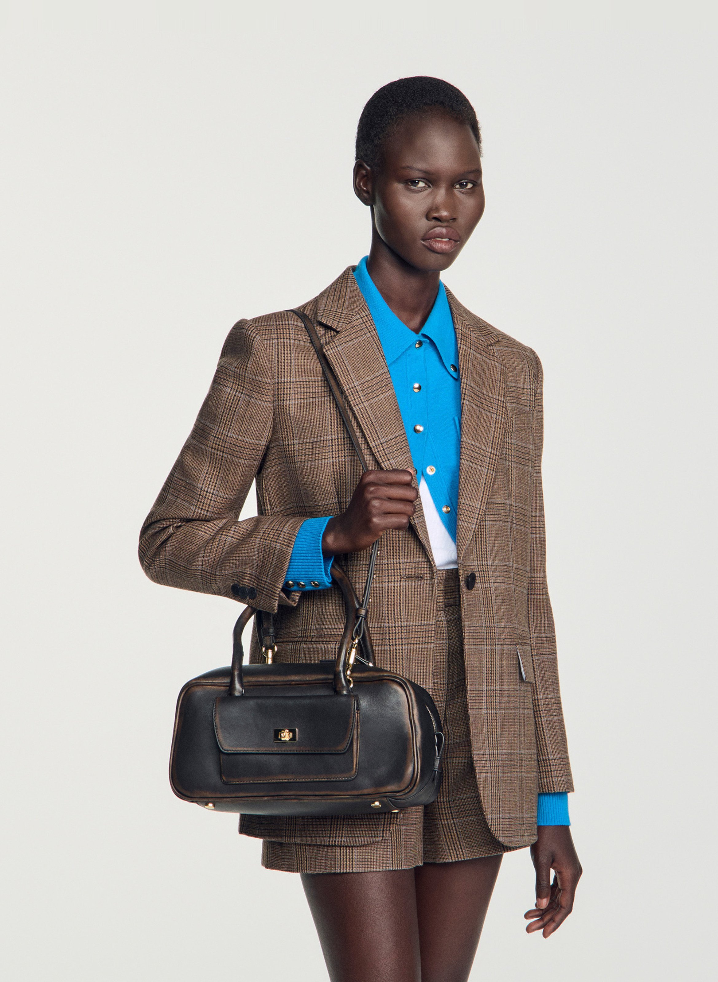 Leren handtas SANDRO Bruin