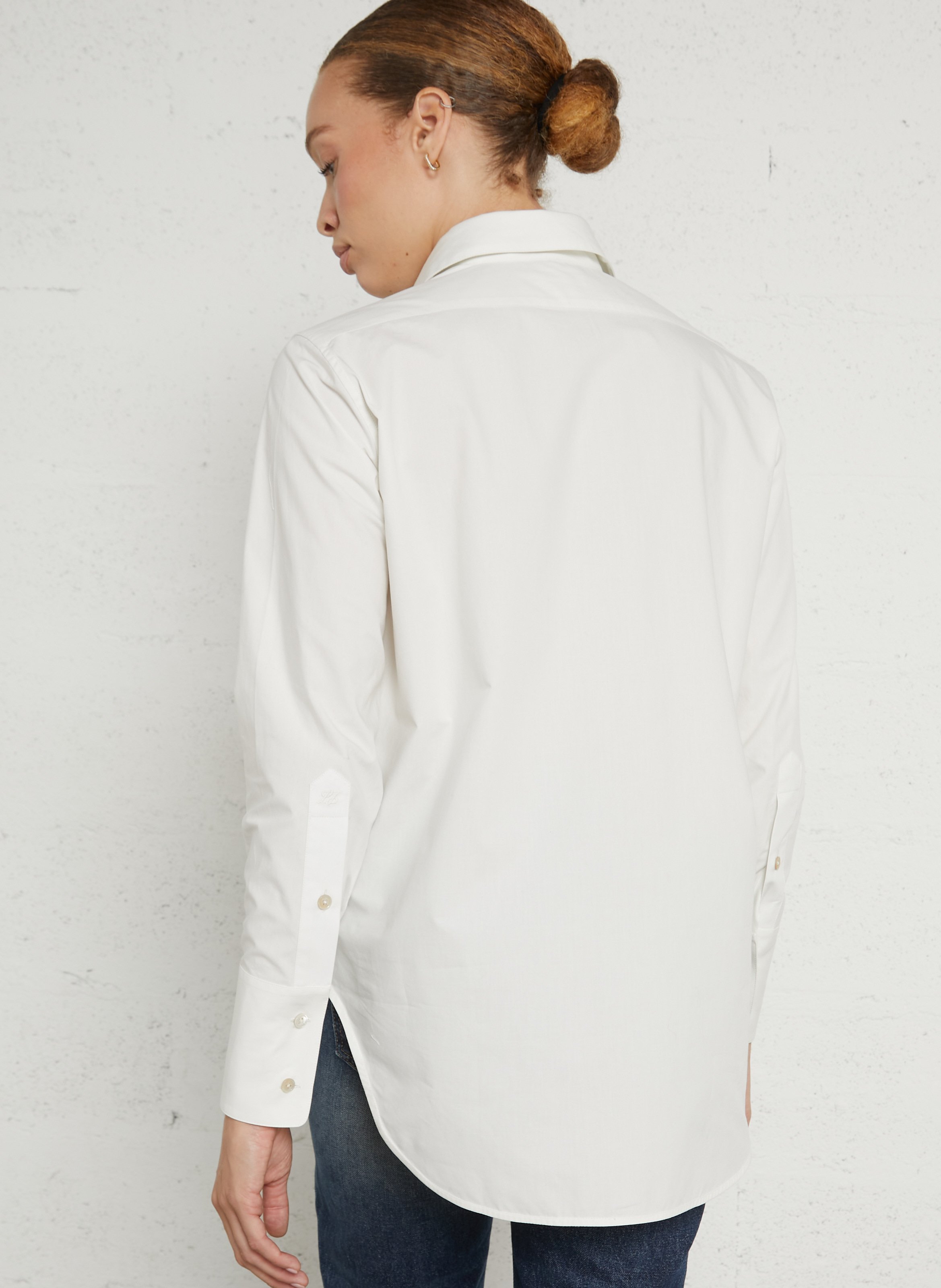 Chemise droite col classique en coton LAURENCE BRAS Blanc