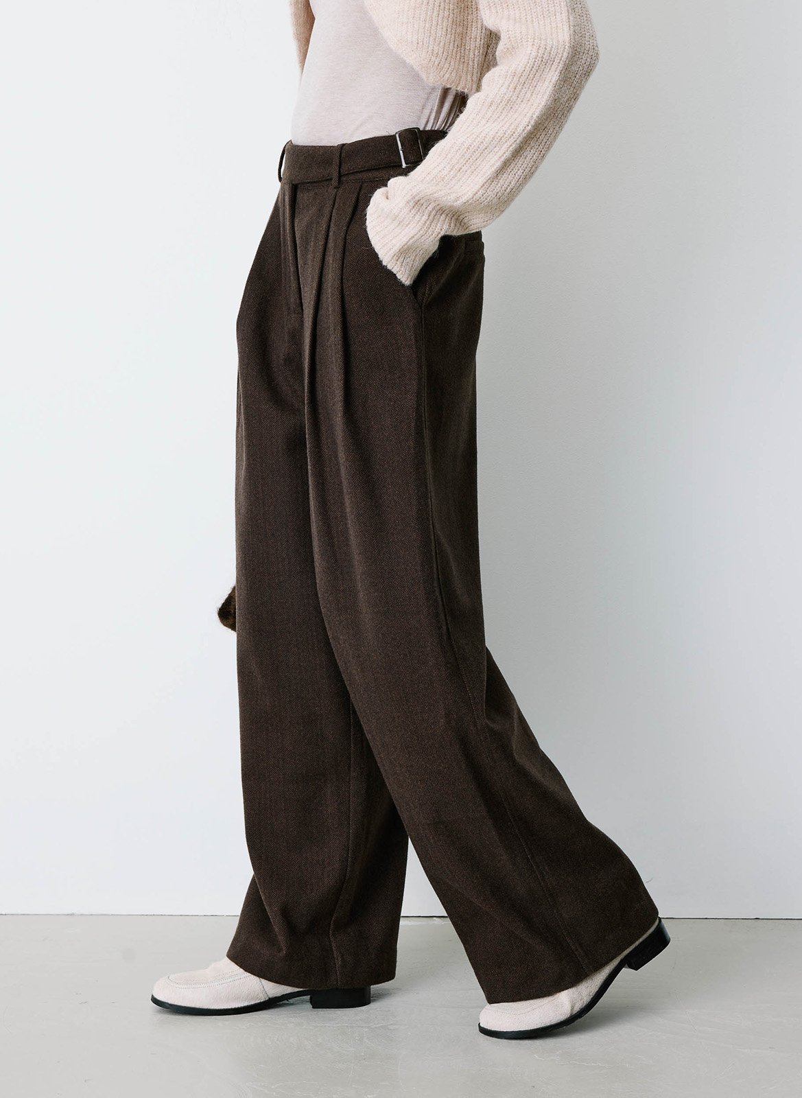 Pantalon ample à chevrons GRACE ET MILA Marron