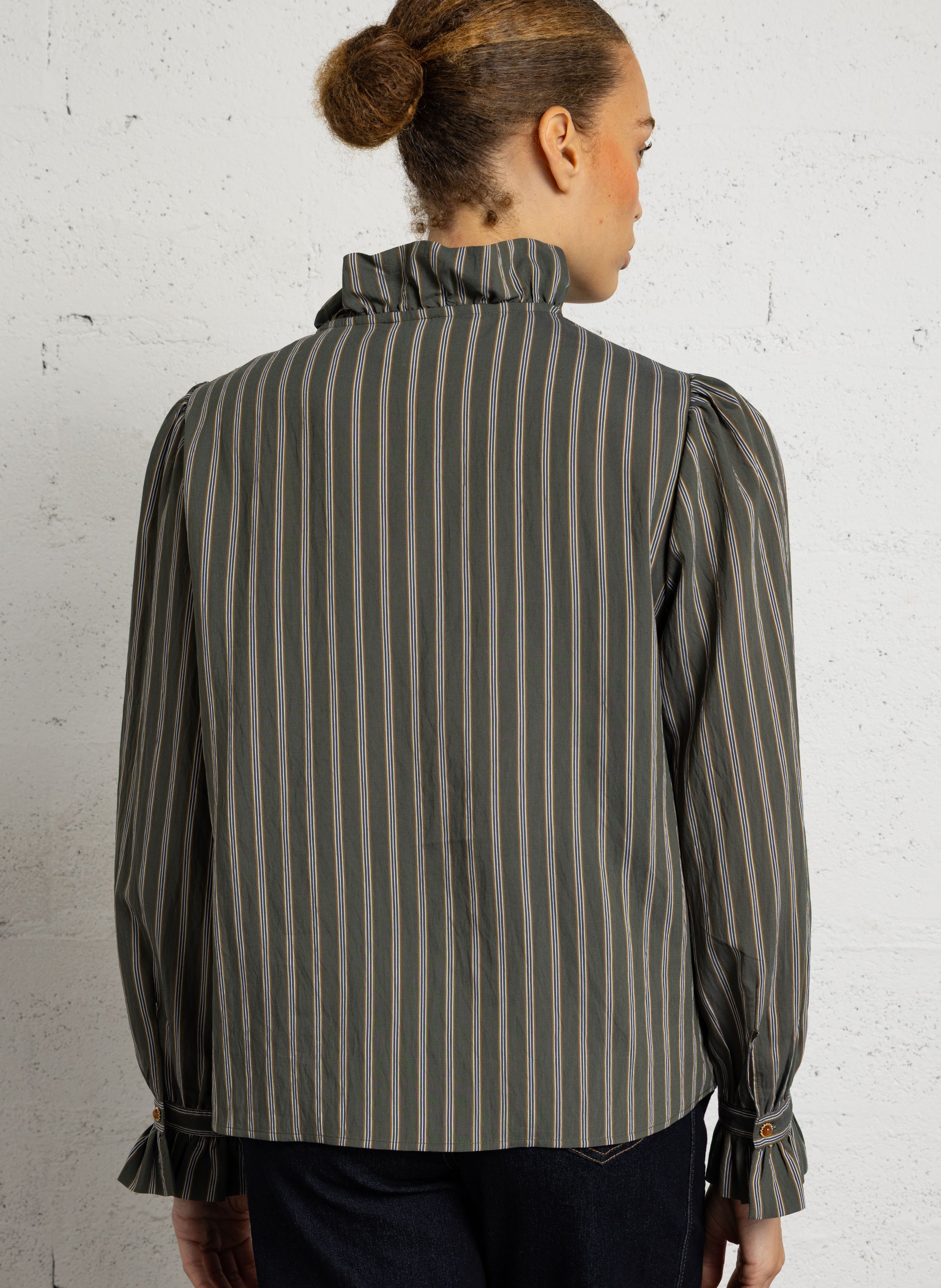 Gestreepte blouse met lange mouwen MAISON 123 Kaki