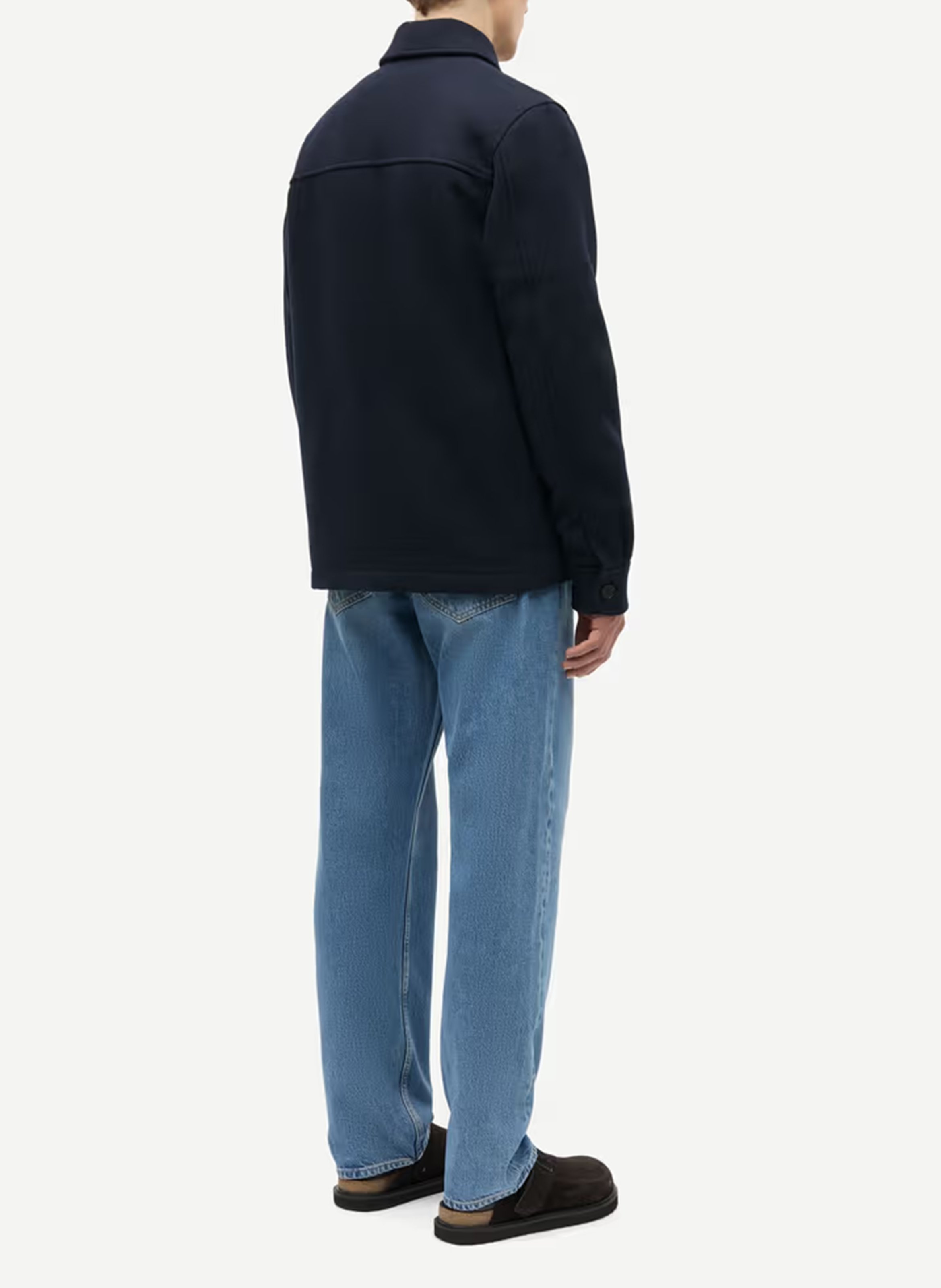 Straight shirt jacket with a classic collar in a wool blend SAMSOE SAMSOE Blue