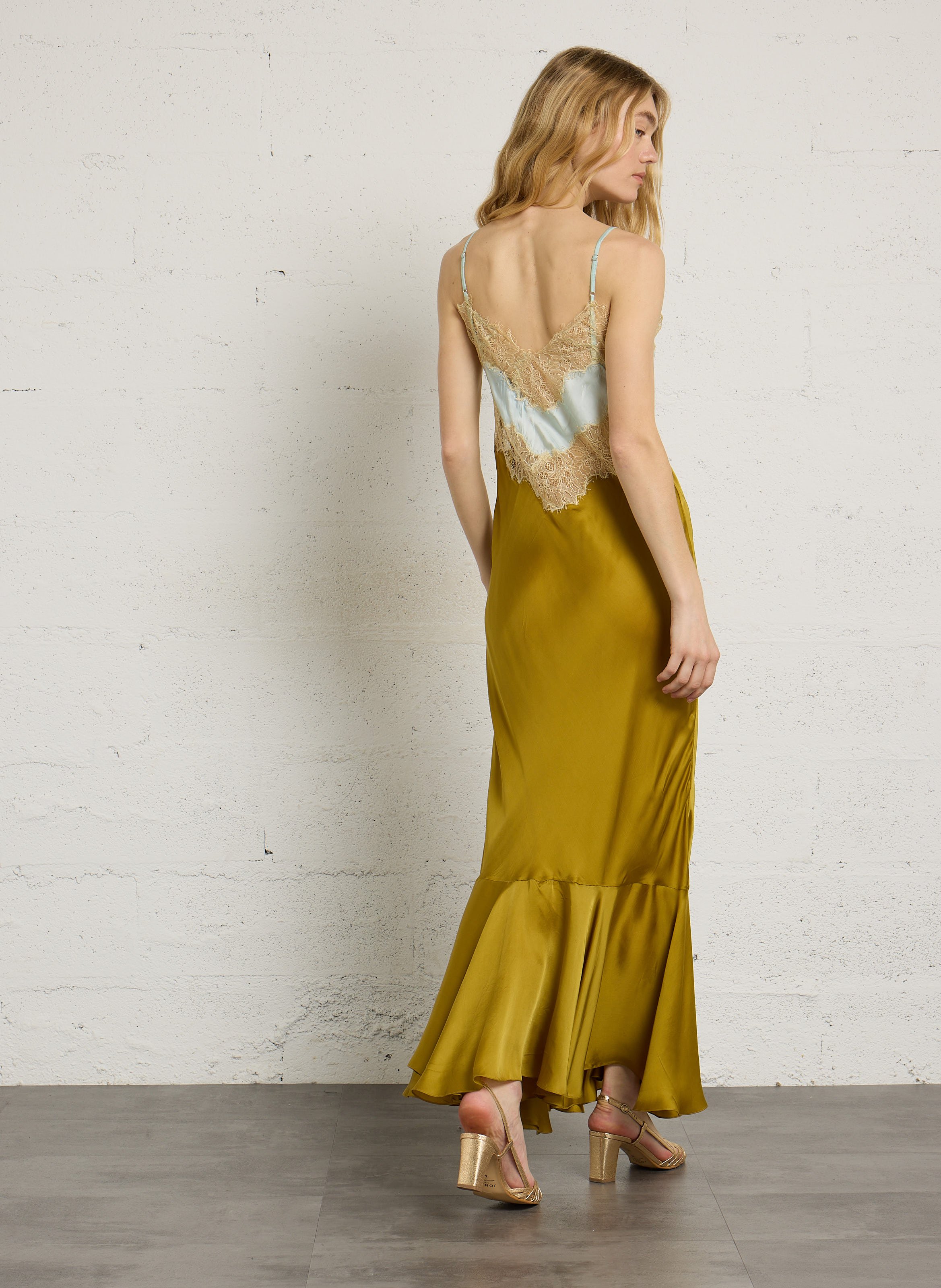Fitted long dress with lace detail MES DEMOISELLES Multicolored