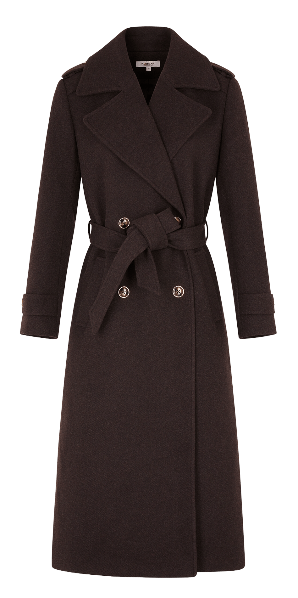 Manteau long ceinturé  MORGAN Marron
