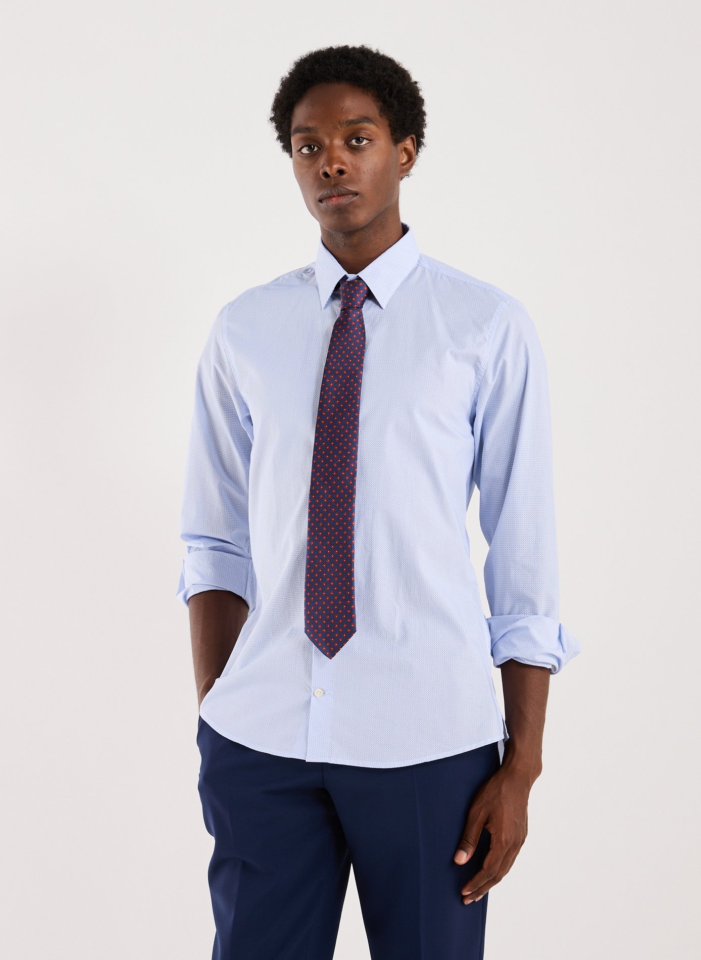 Straight-cut cotton shirt AU PRINTEMPS PARIS Blue