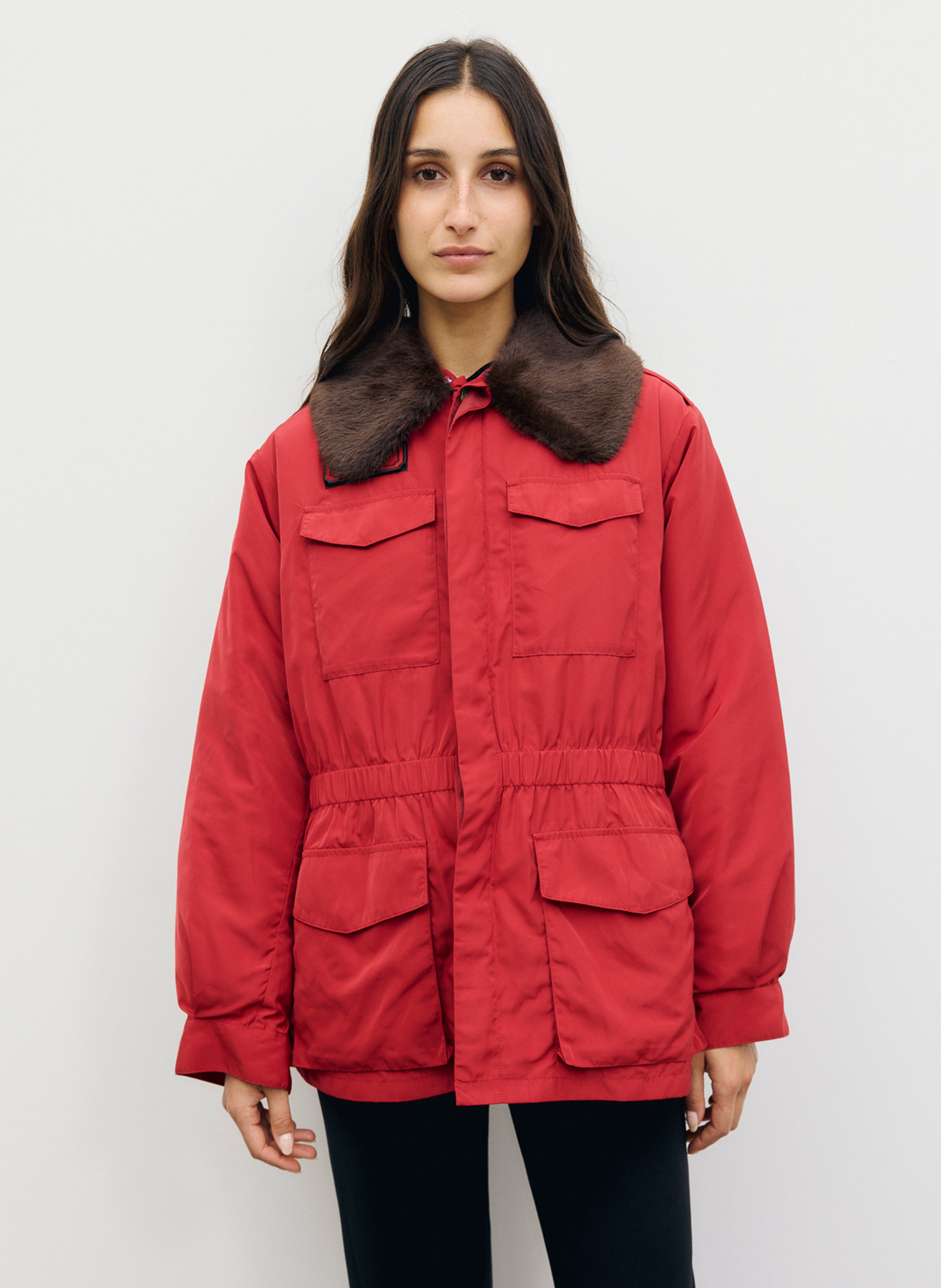Taillierter Parka mit Kragen in Felloptik GERARD DAREL Rot