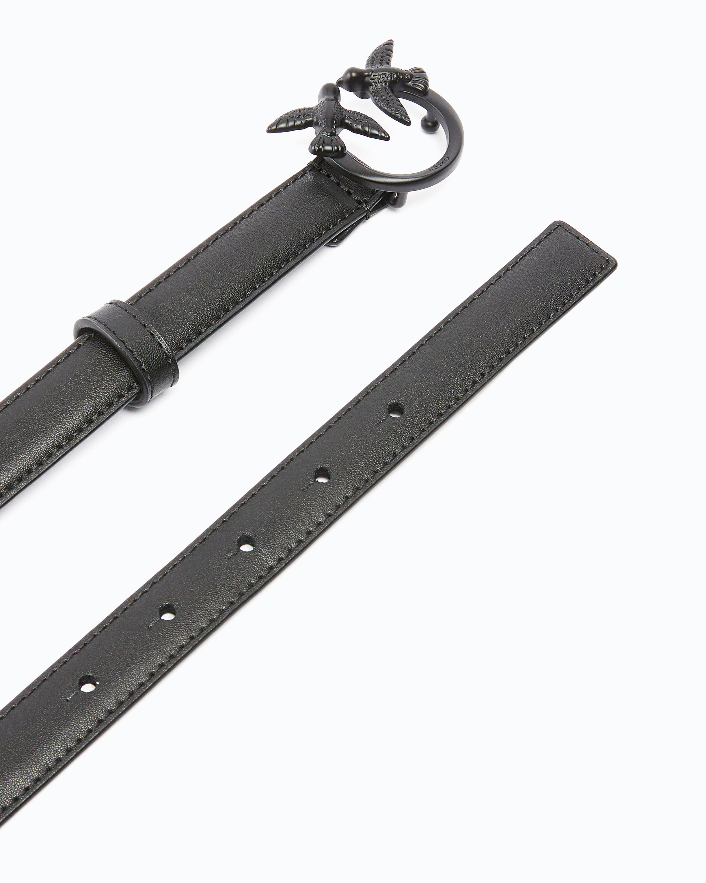 Fine ceinture love birds en cuir color block 2cm PINKO Noir