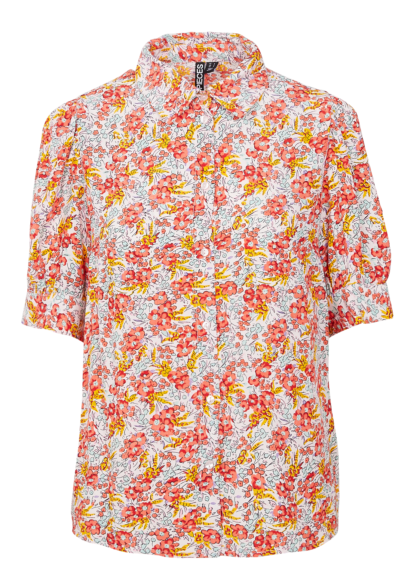 Floral print shirt with classic collar PIECES Multicolored