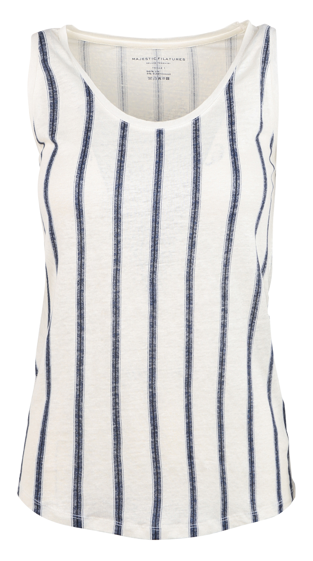 Débardeur à rayures en lin stretch  MAJESTIC FILATURES Bleu
