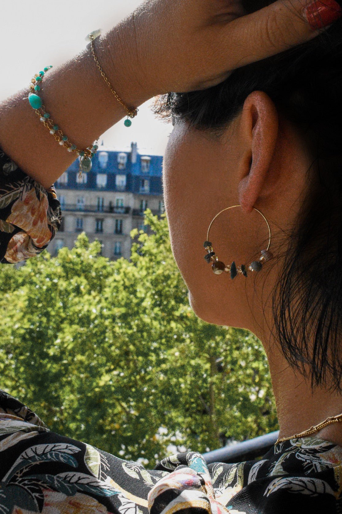 Moss agate earrings GINANDGER Blue