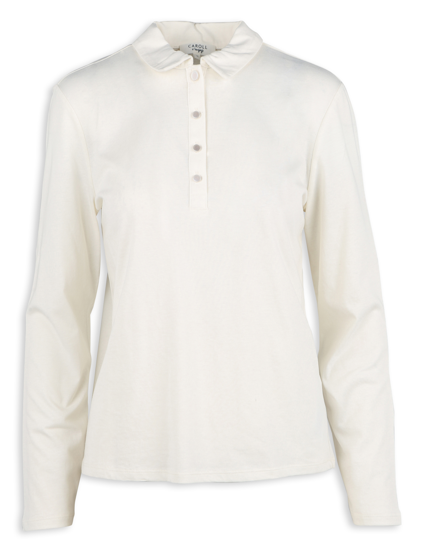 Cotton T-shirt with polo collar CAROLL White