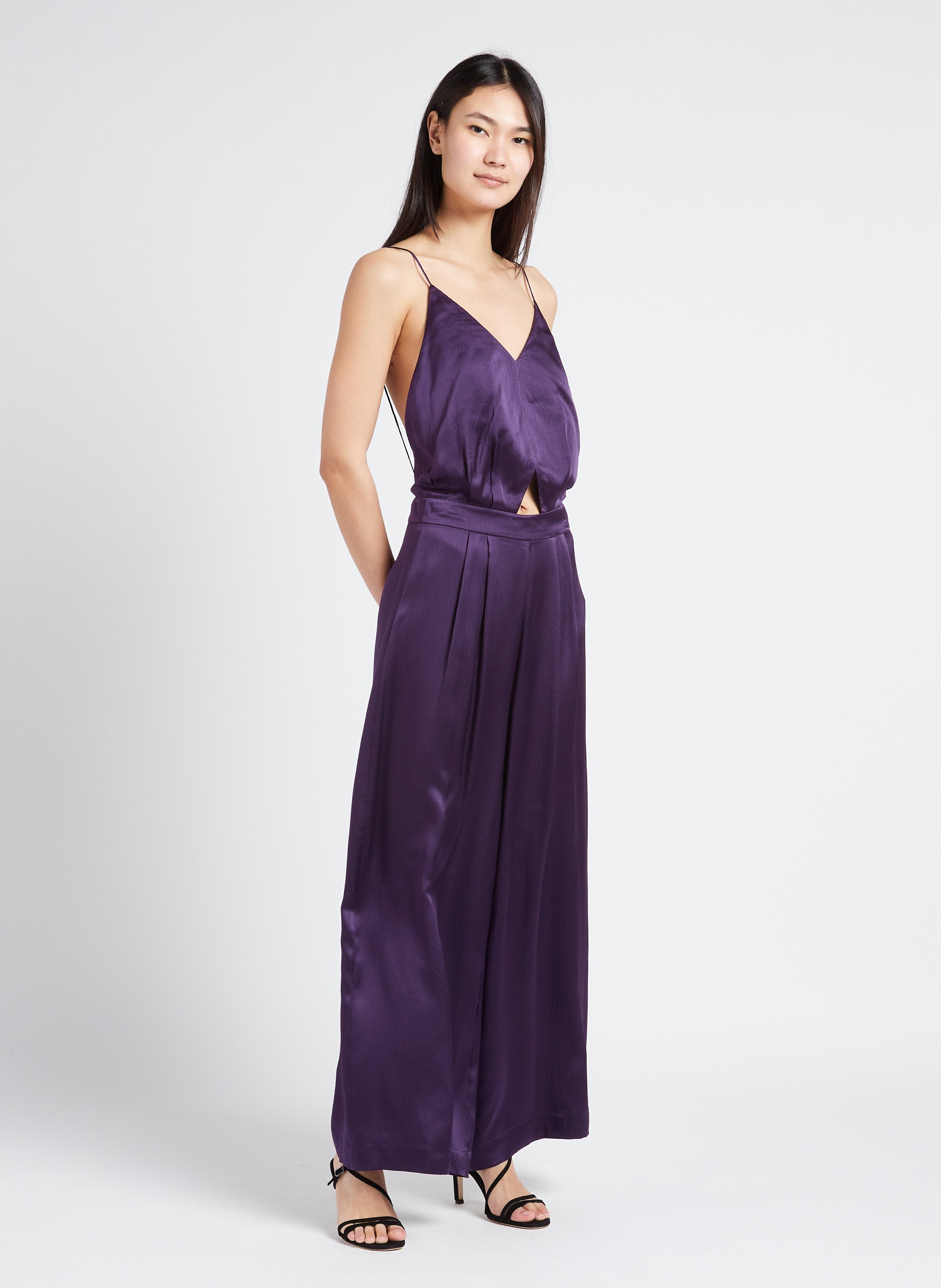 Combinaison à bretelles en soie KARMA KOMA Violet