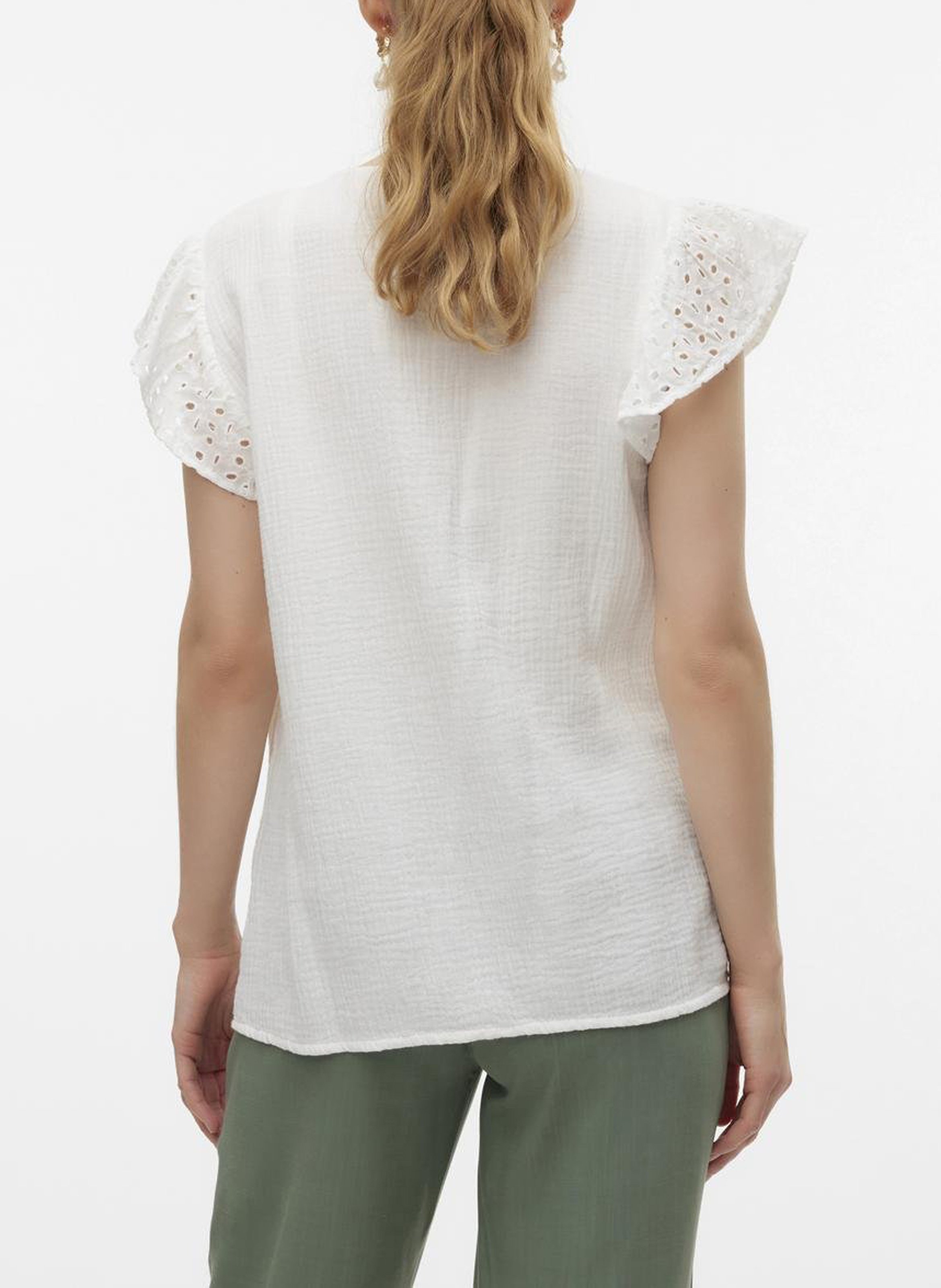 Straight round-neck cotton top MAMALICIOUS White