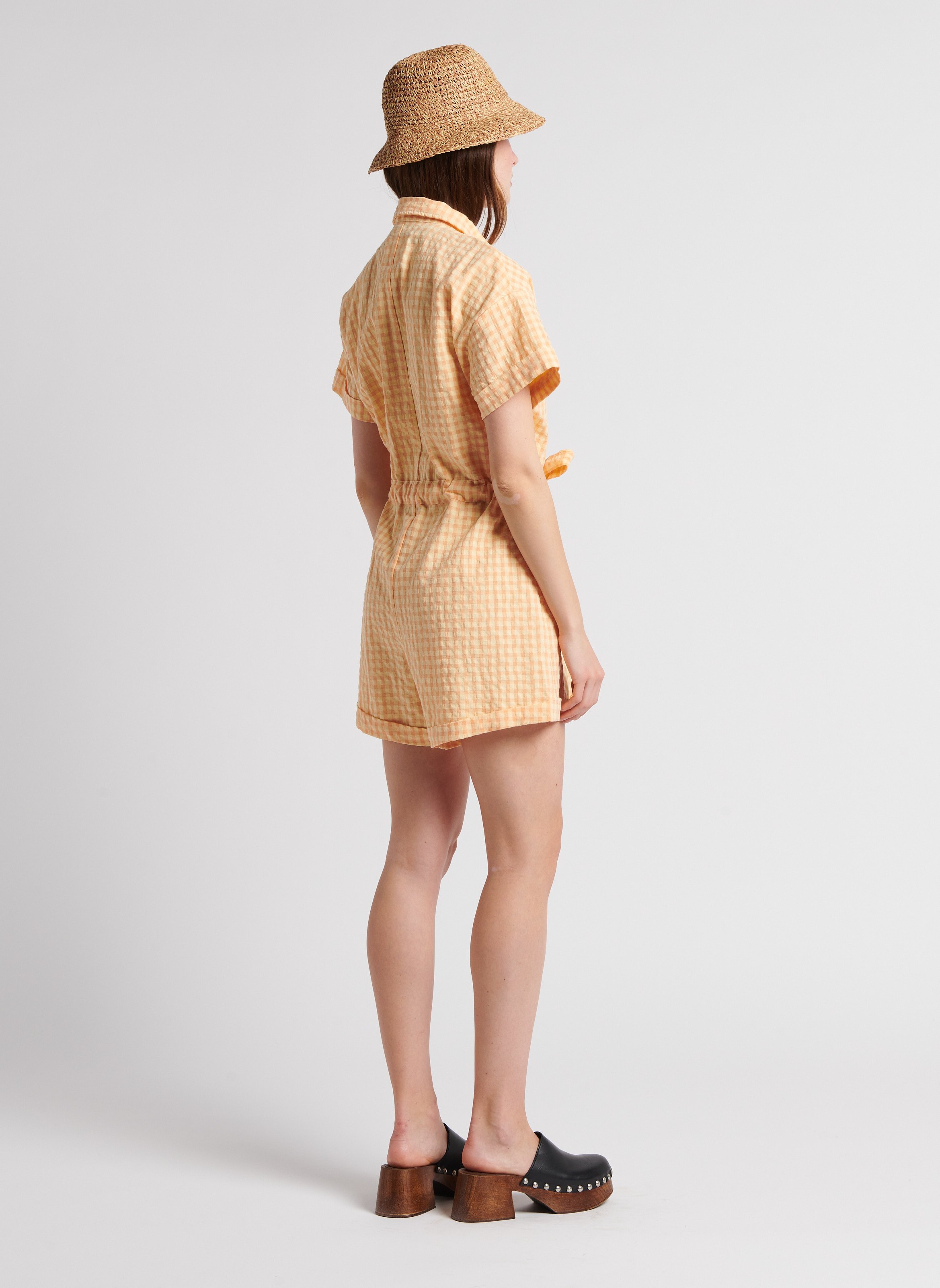 Short printed jumpsuit in blended organic cotton RITA ROW Orange