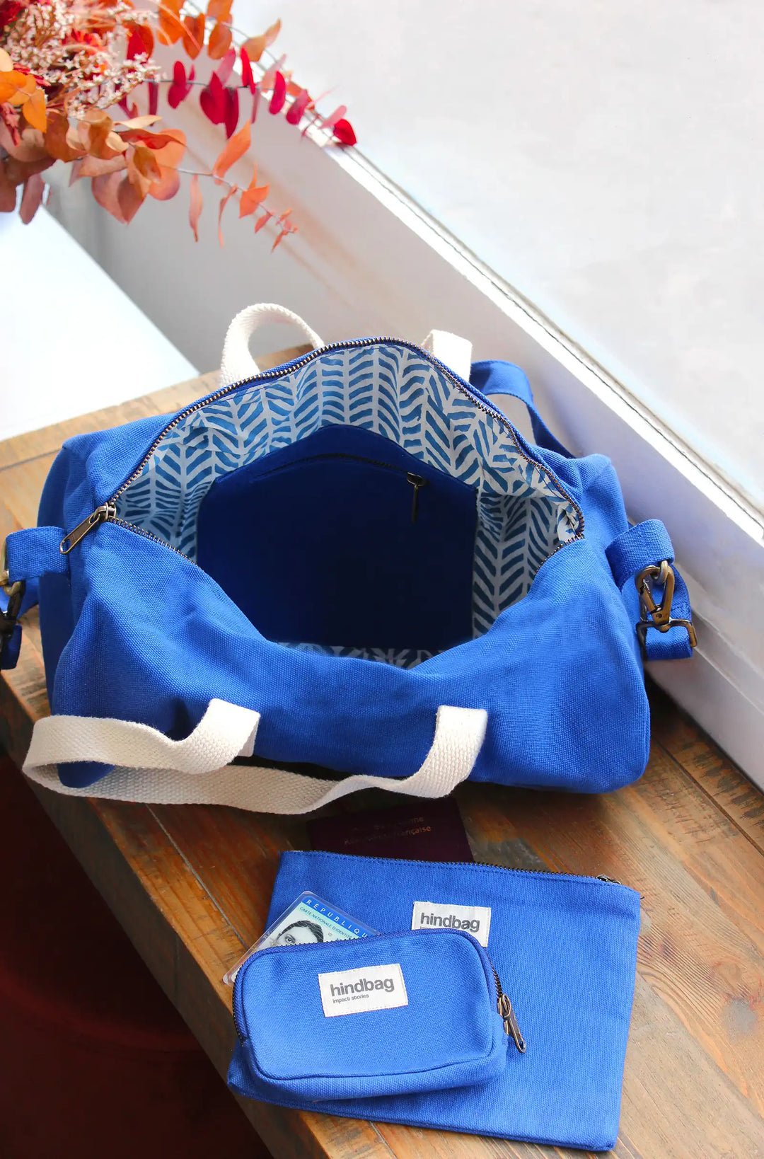Cotton weekend bag Blue