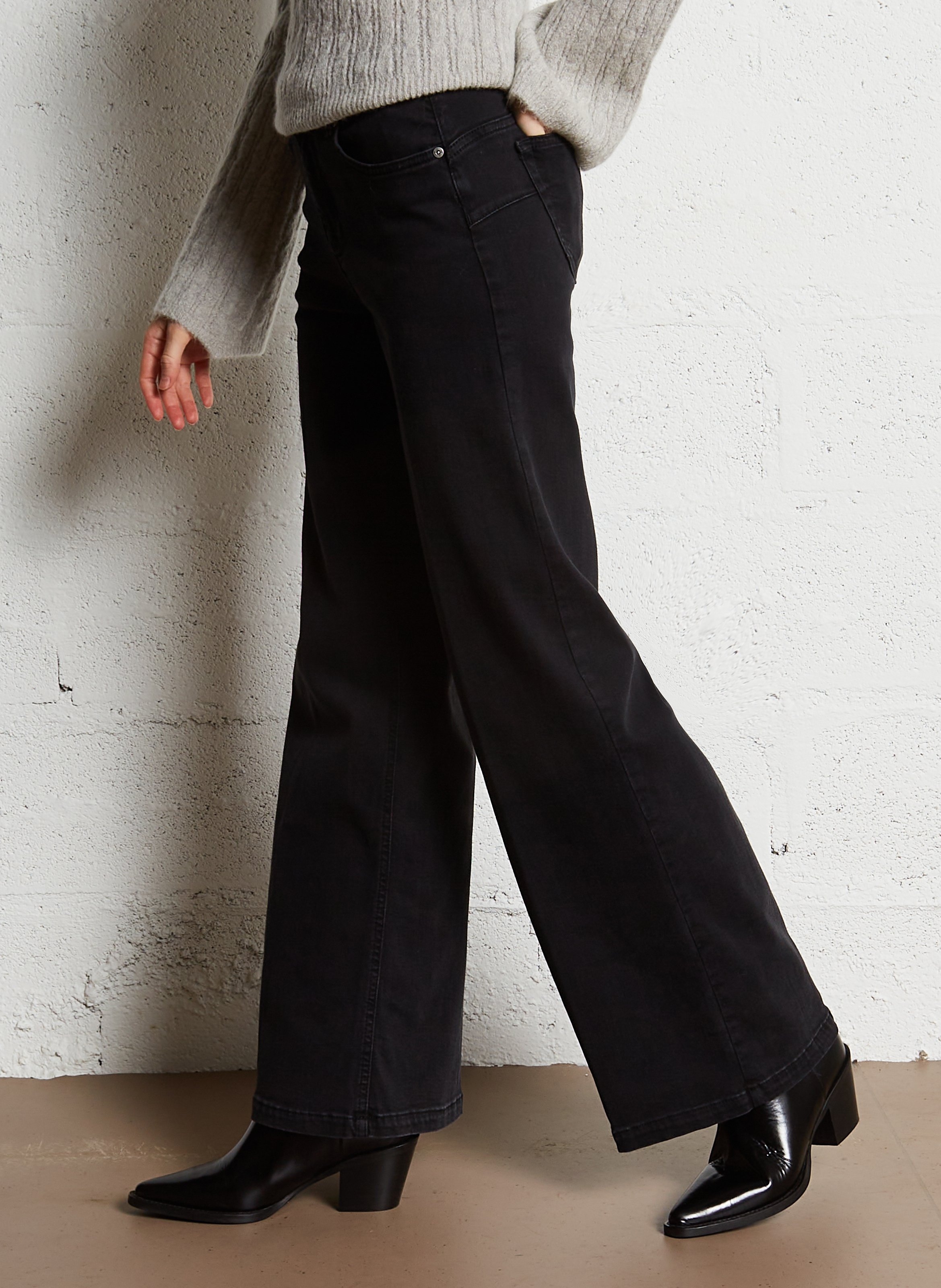 Flared jeans met hoge taille | katoenblend LIU JO Zwart