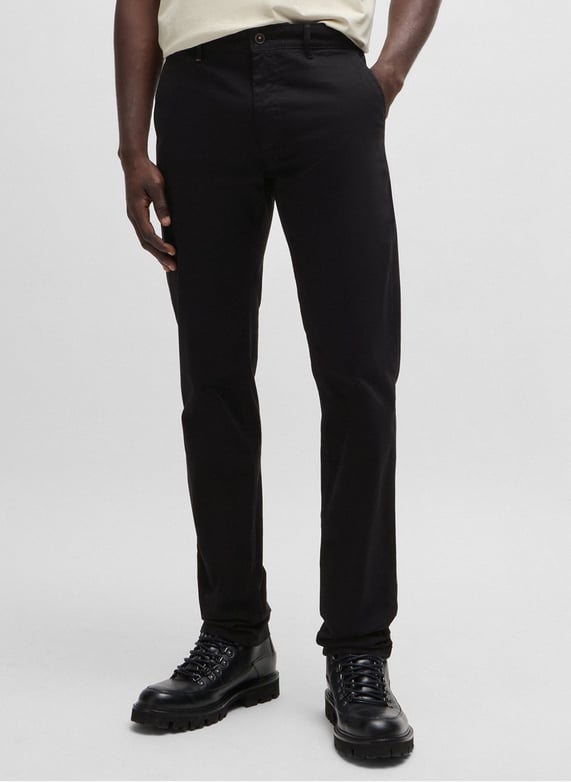 Stretch cotton chinos | Black by BOSS Stretch cotton chinos Black