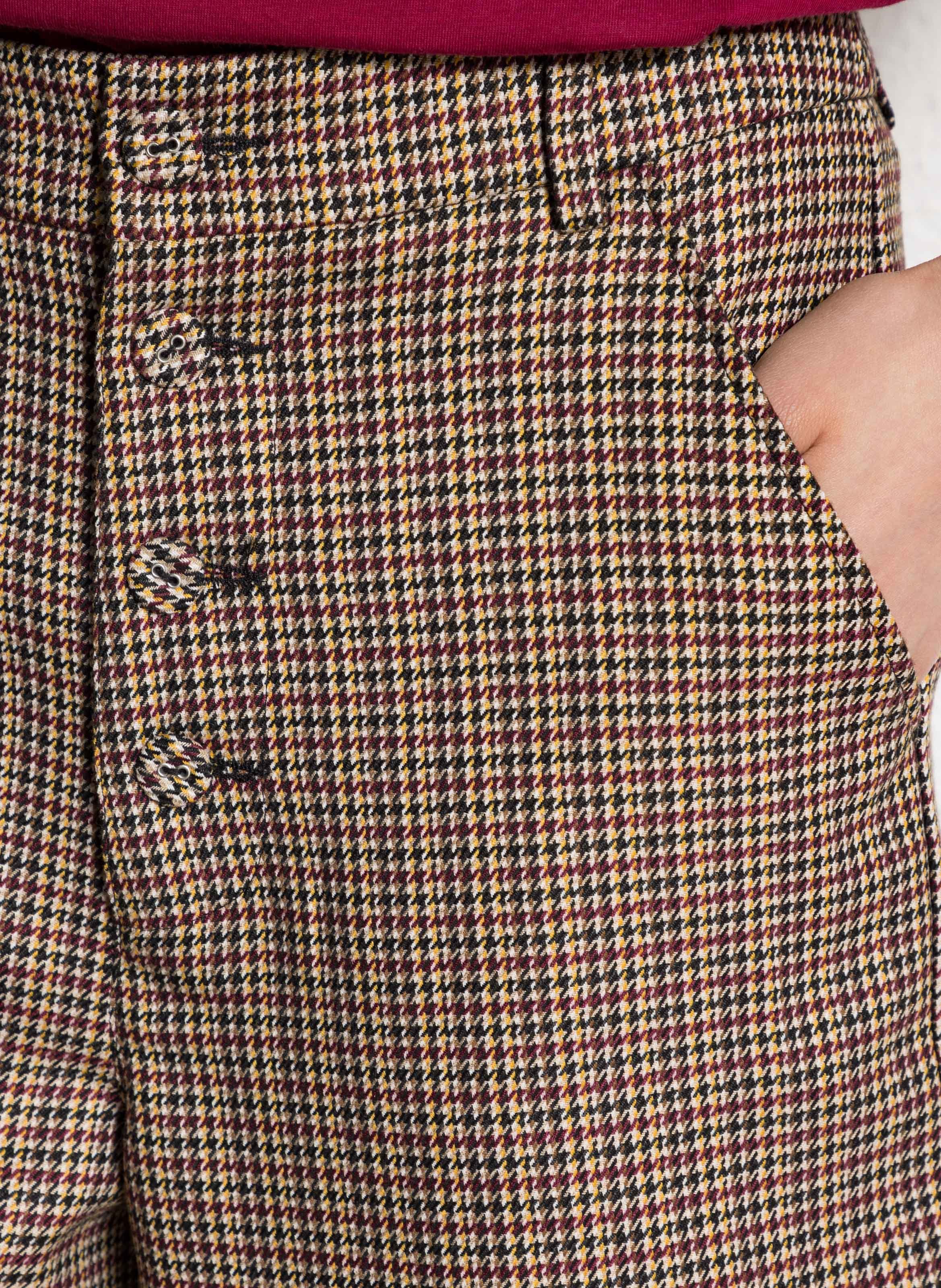 Straight skirt houndstooth pattern I CODE Pink