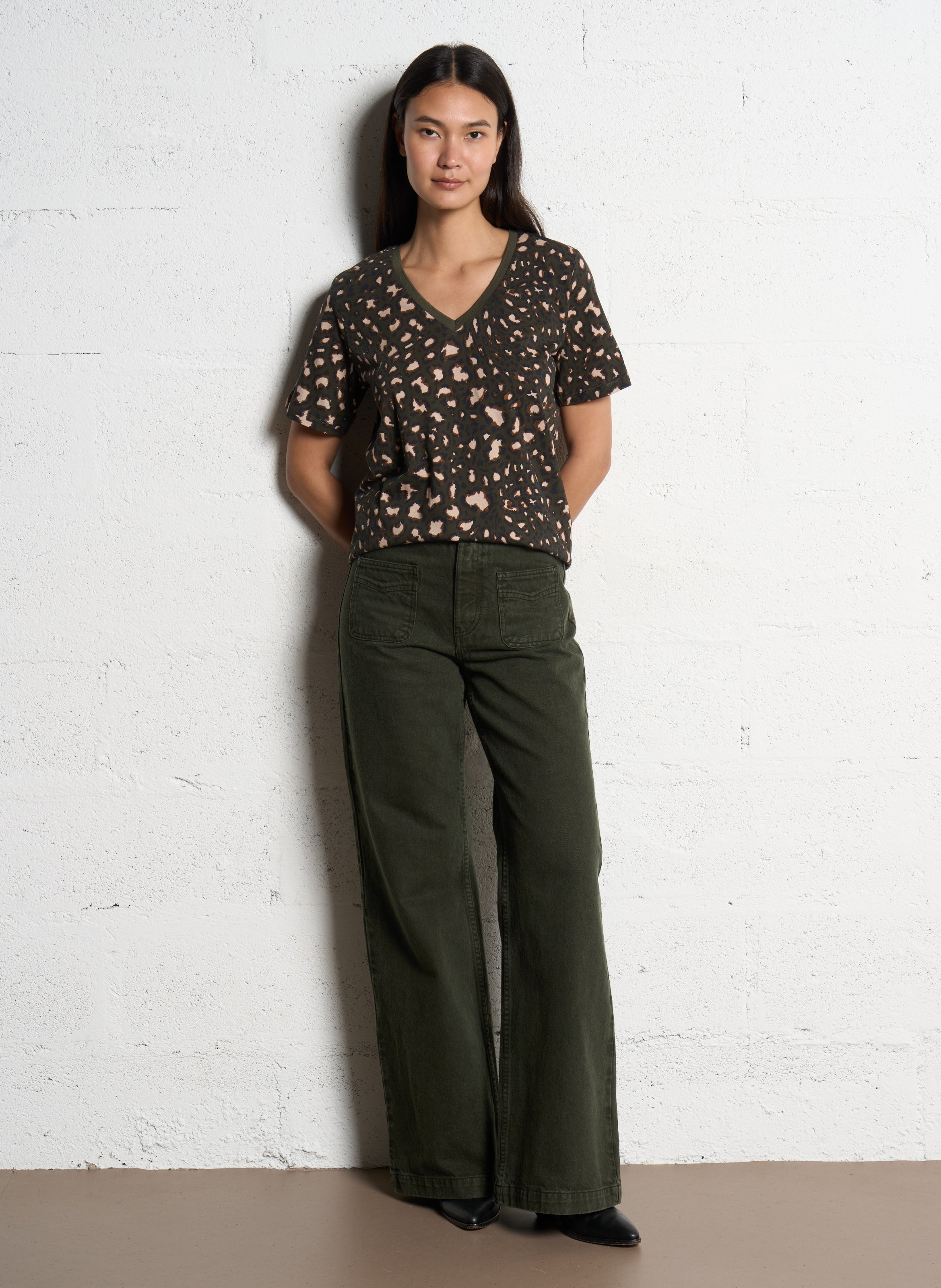 Tee-shirt col rond en coton ONE STEP Vert