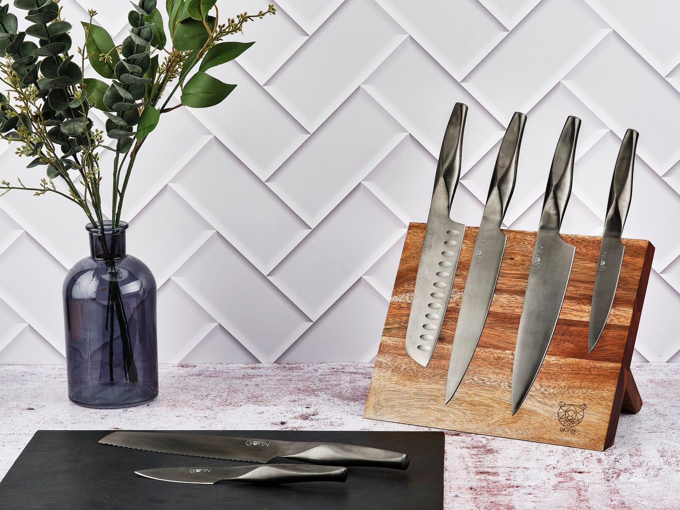 Larus Vantaa kitchen knife set - 7 pieces BJORN Grey