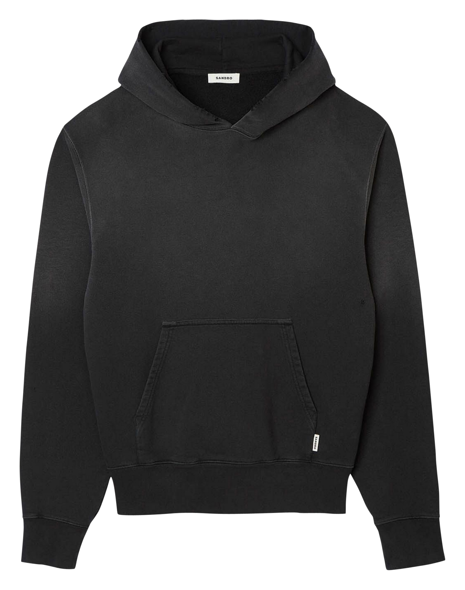 Sweat à capuche délavé en coton SANDRO Noir