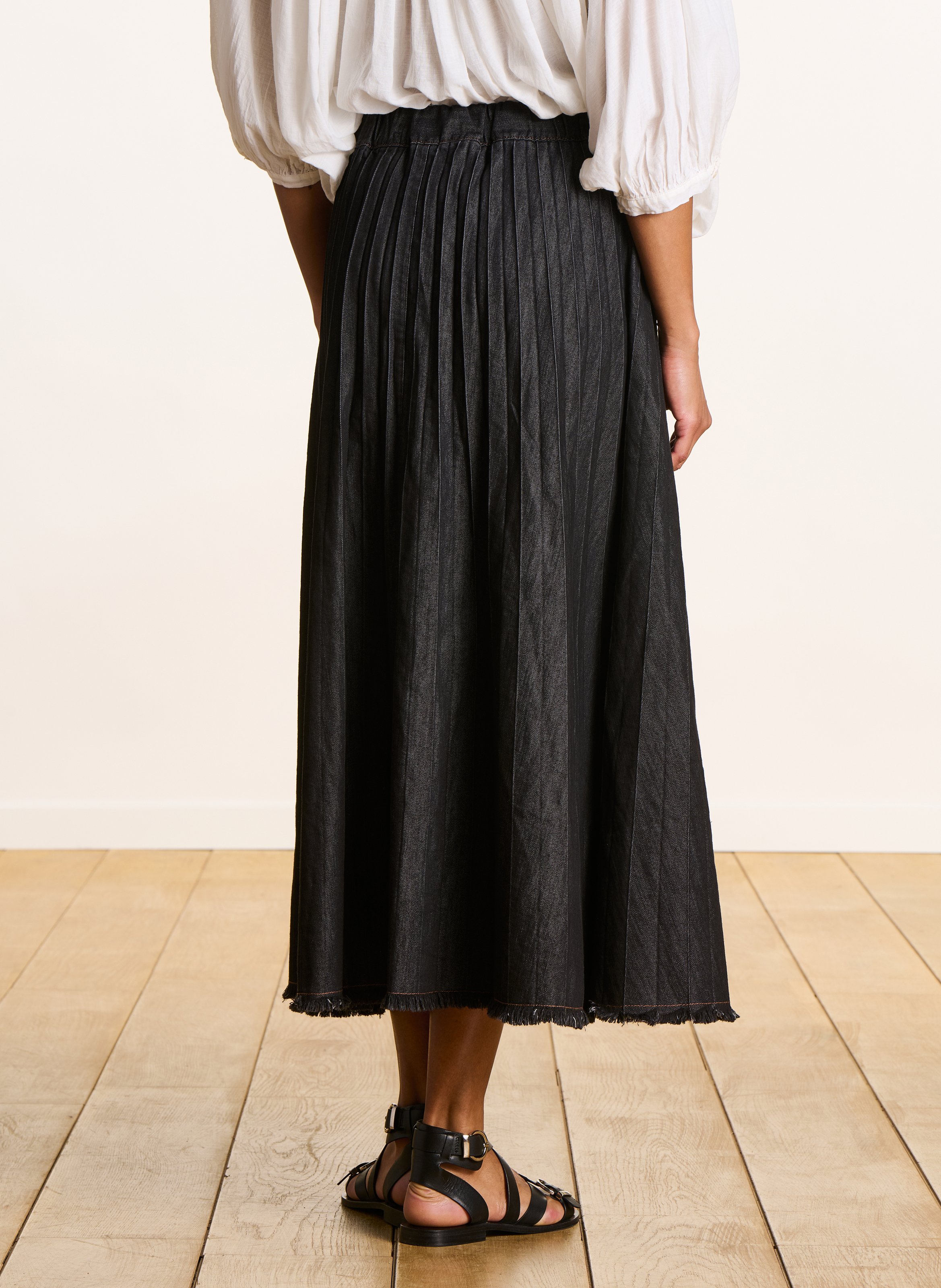 A-line cotton-blend midi skirt LA FEE MARABOUTEE Black