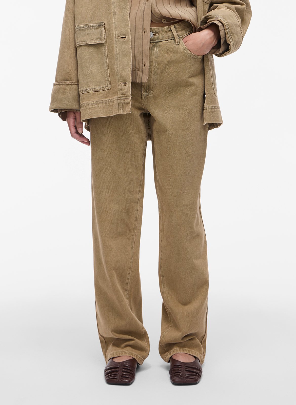 Jean droit en coton ROUGE EDIT Marron