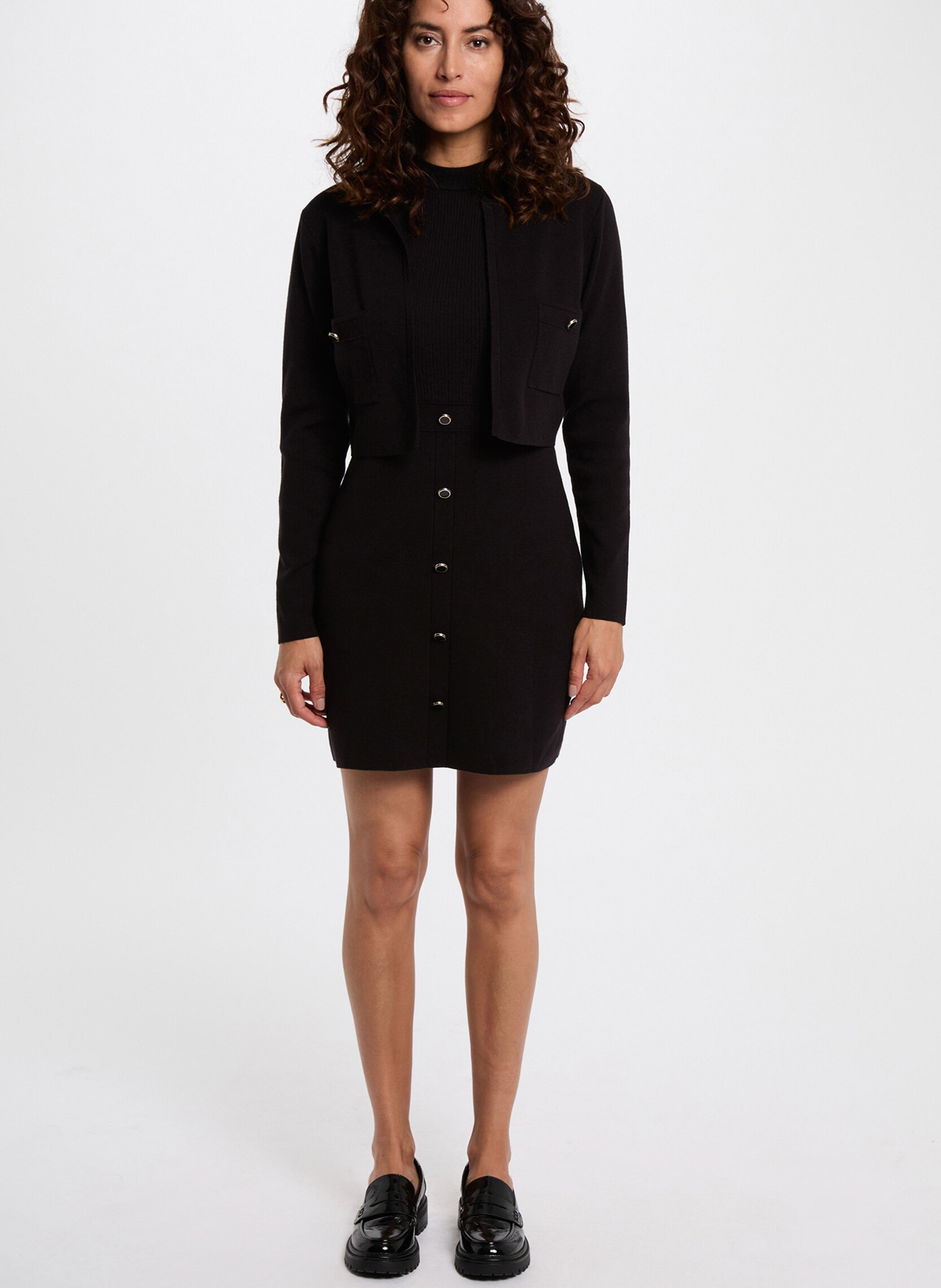 Korte jurk met ronde hals en 2-in-1-effect MORGAN