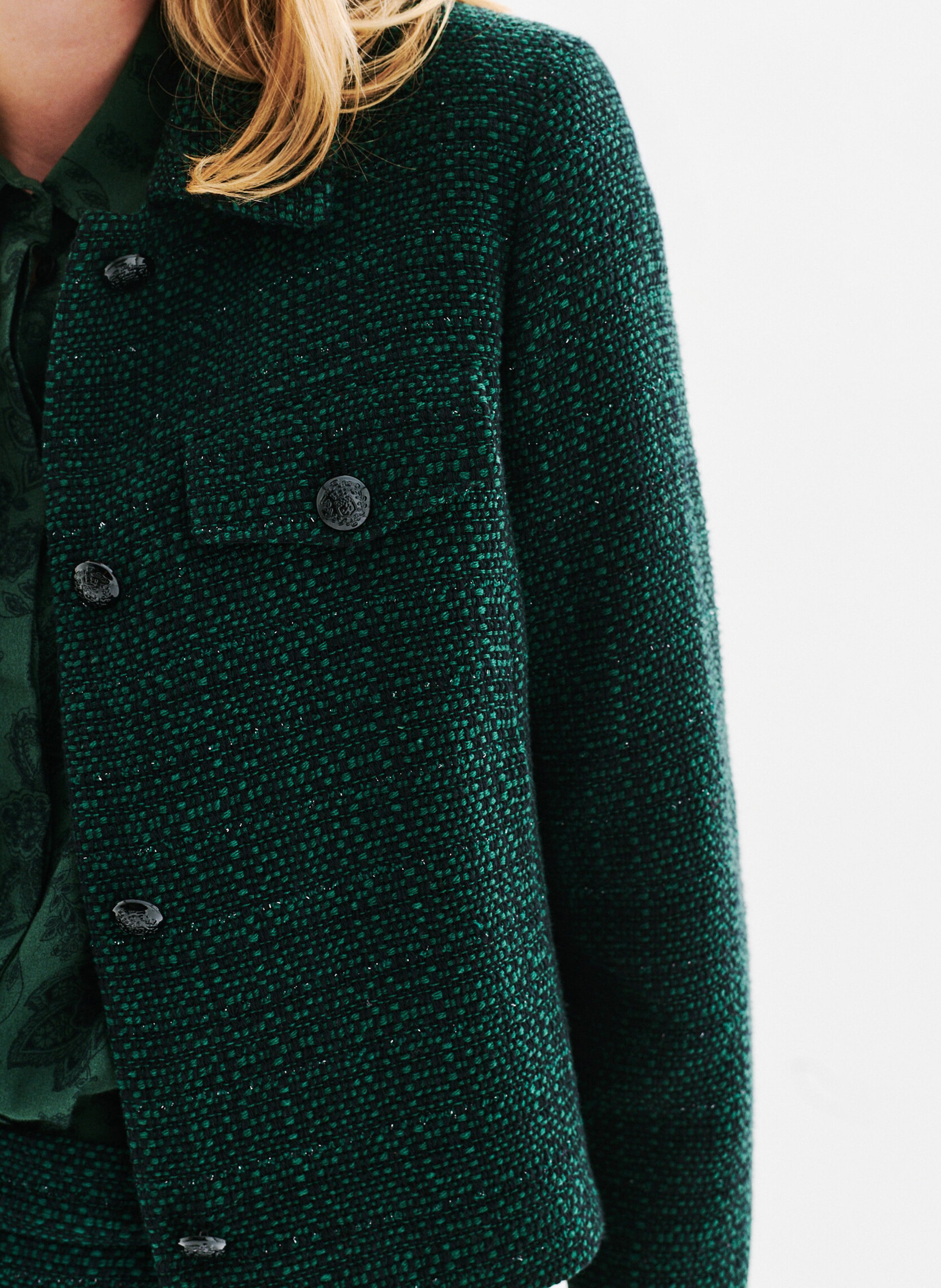 Cotton-blend jacket with tailored collar CAROLL Green