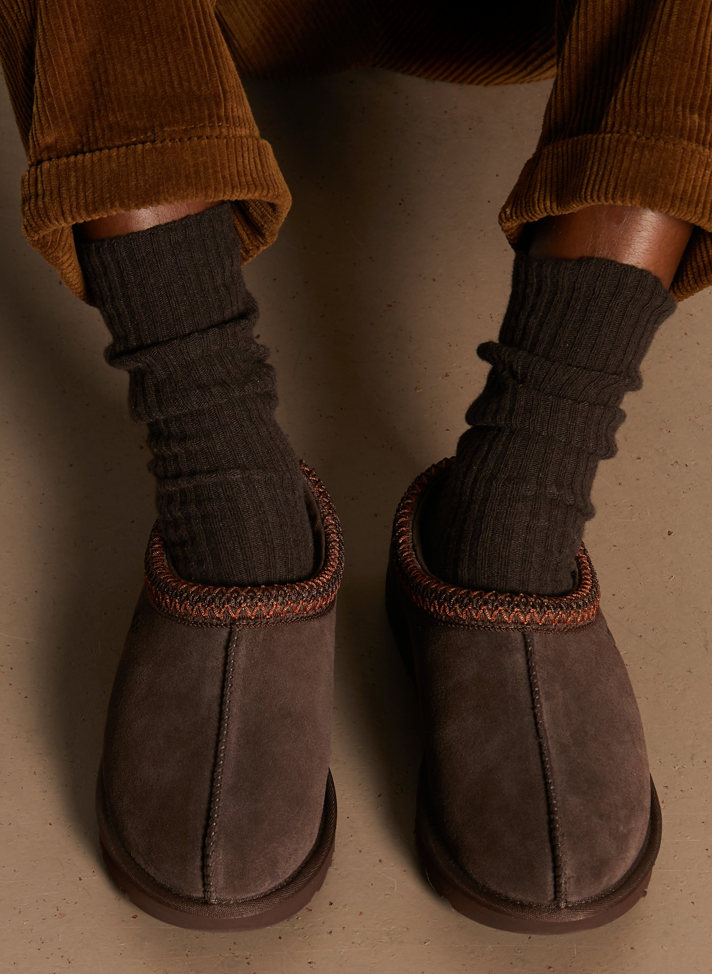 Deels leren klompen UGG Bruin