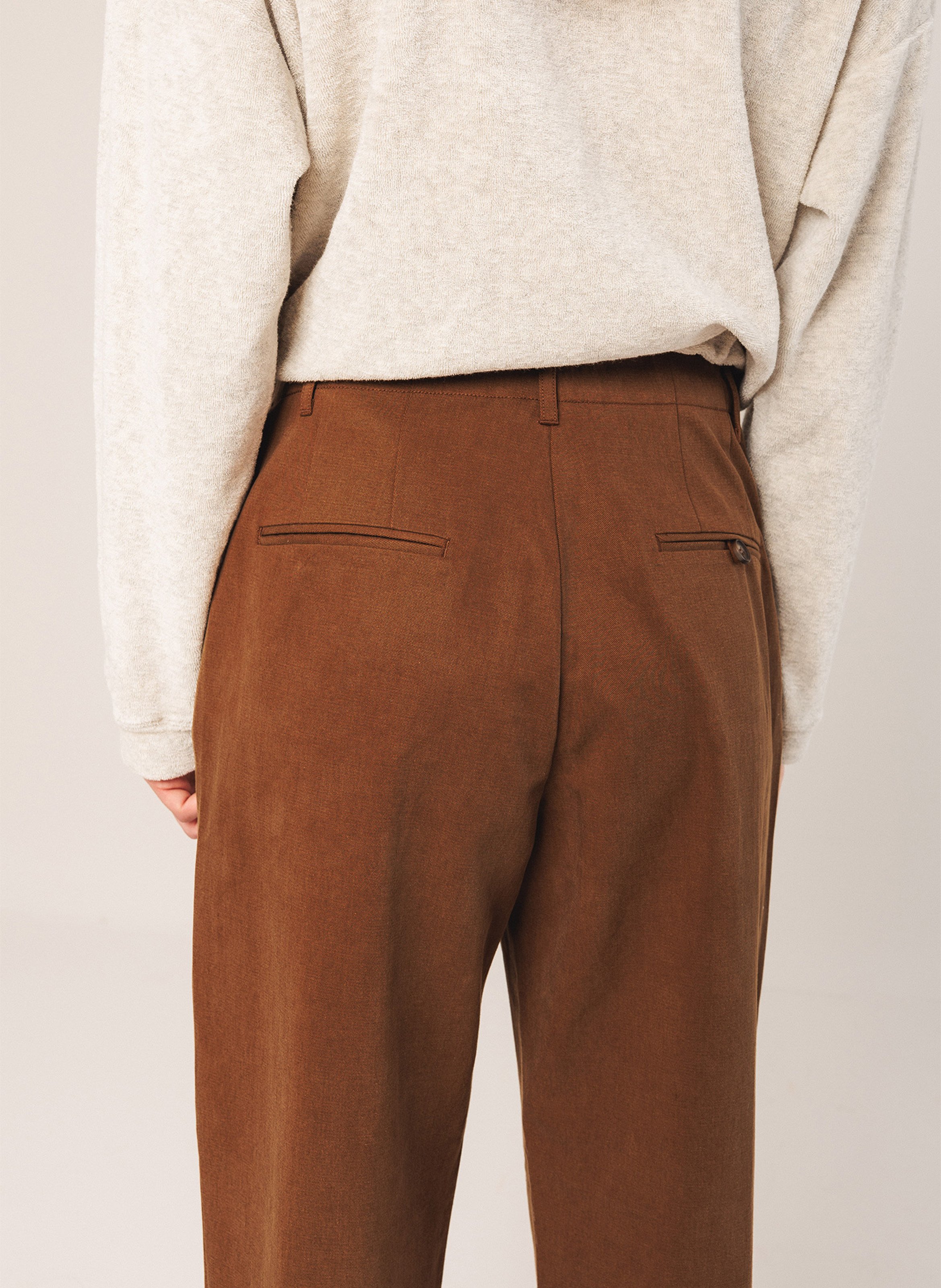 Straight leg trousers in blended cotton INDI & COLD Brown