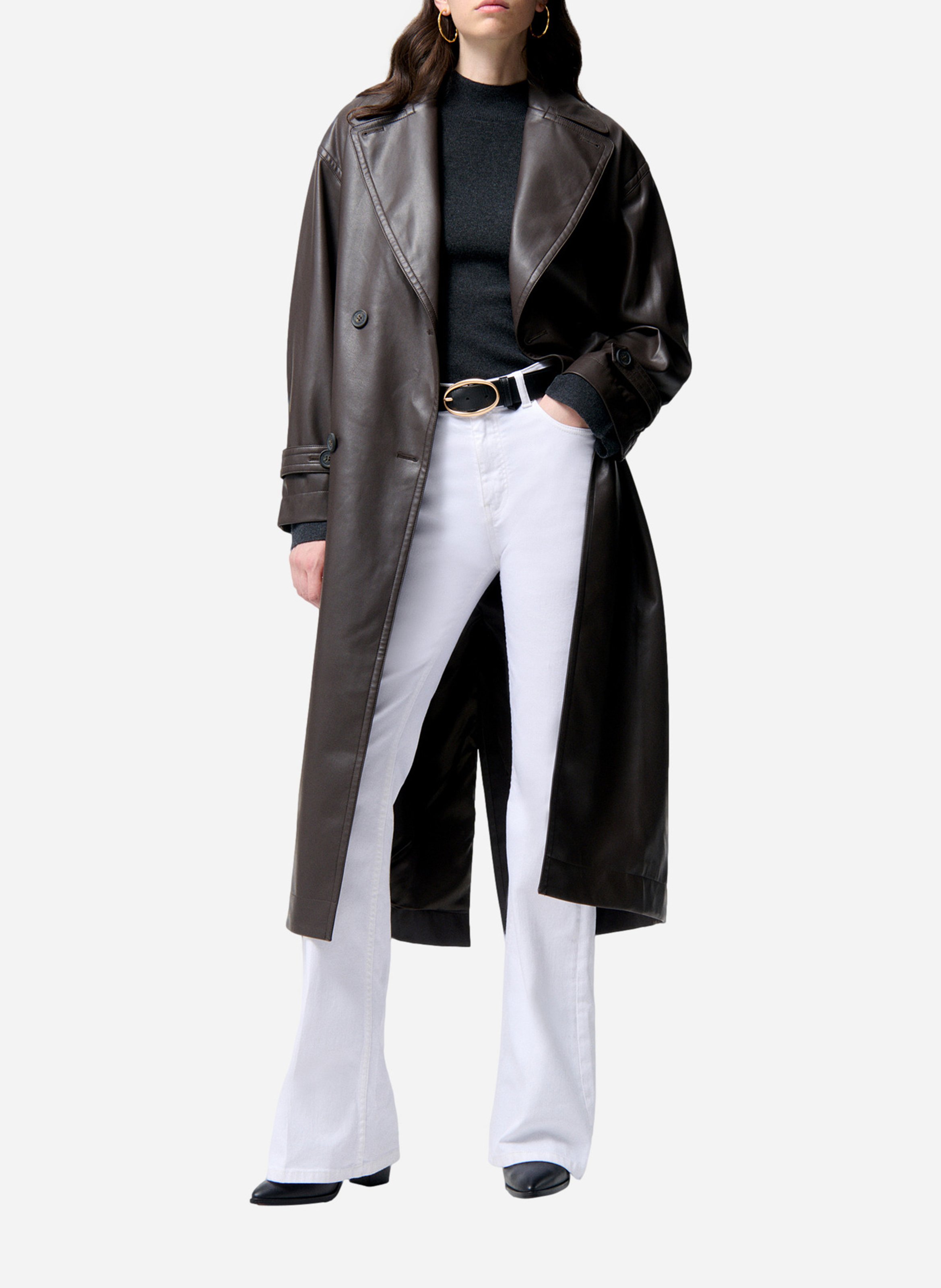 Gerade geschnittener Mantel mit klassischem Kragen  VANESSA BRUNO Schwarz