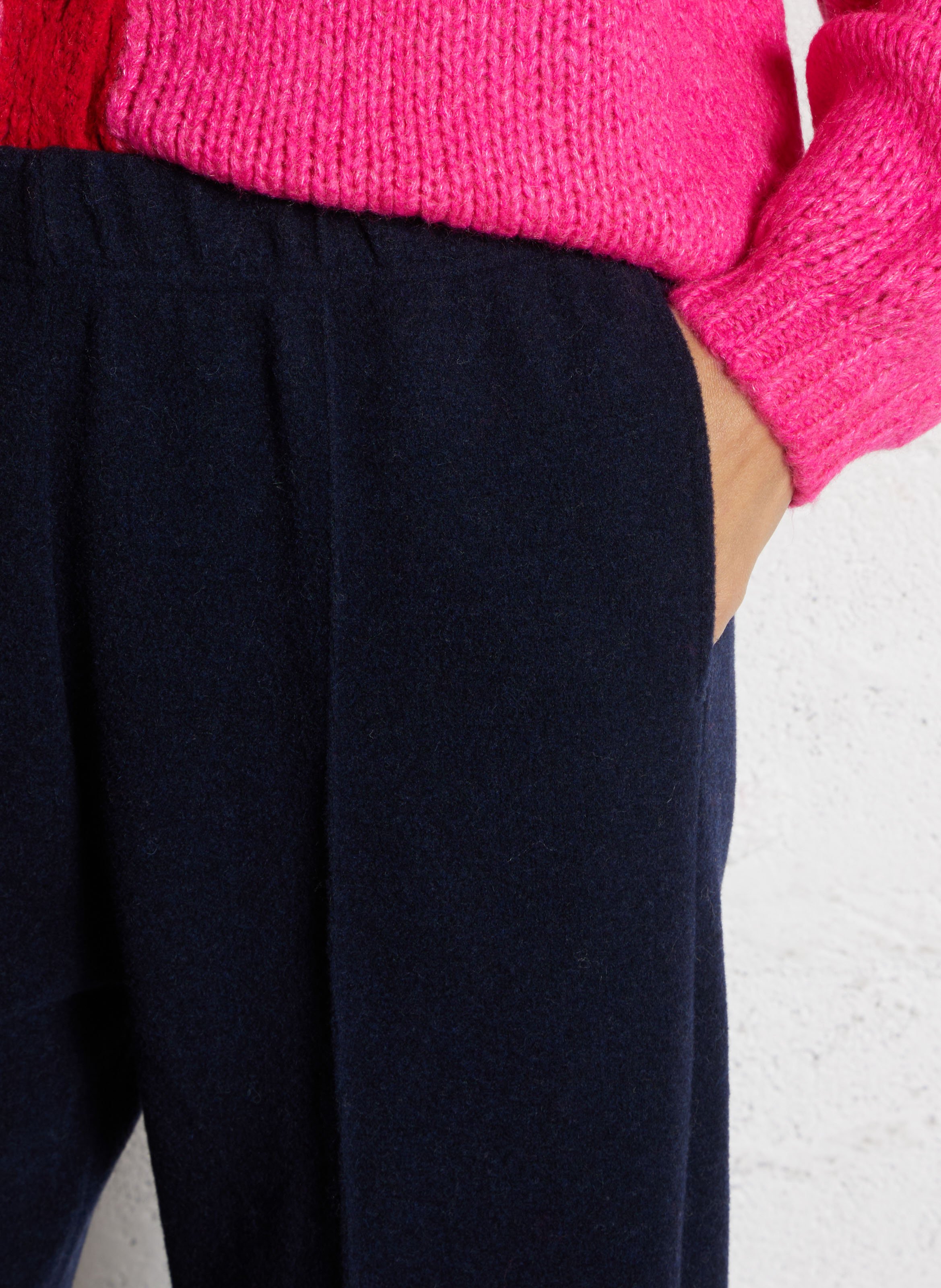 Pantalon large en laine mélangée BENSIMON Bleu