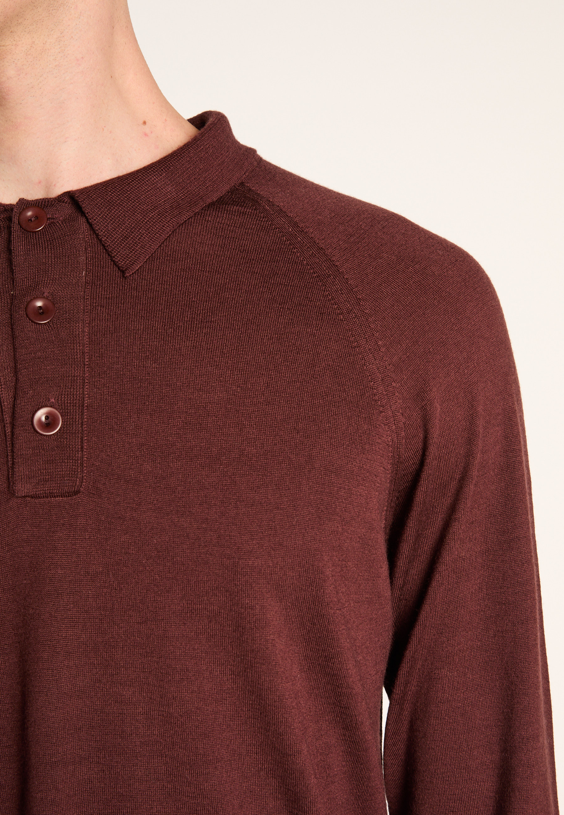 Long-sleeve Merino wool polo MAISON MONTAGUT Brown