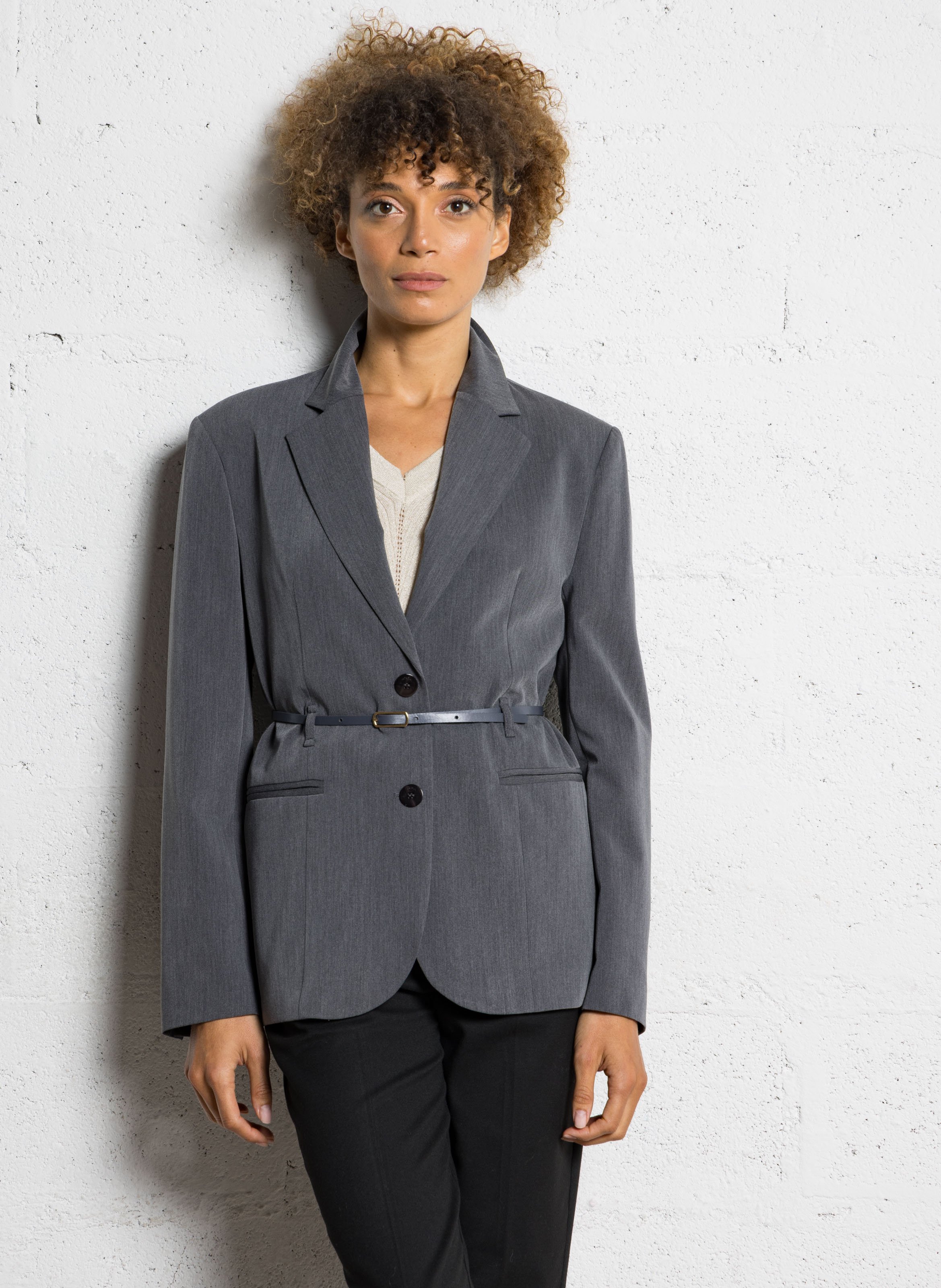 Veste de tailleur cintrée avec ceinture IMPERIAL Gris