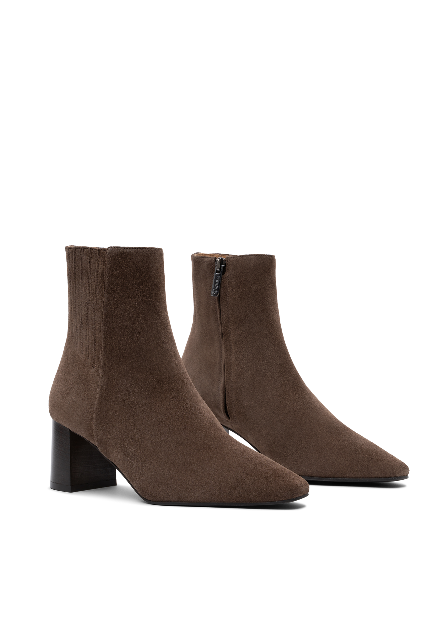 Taupe calf leather ankle boots PARALLELE PARIS Grey