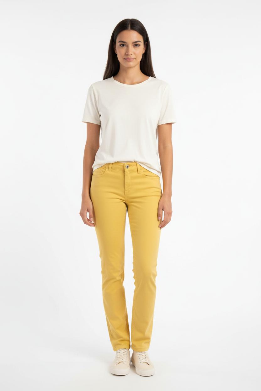 Cropped slim jeans with studs LIU JO - SECONDE MAIN Yellow