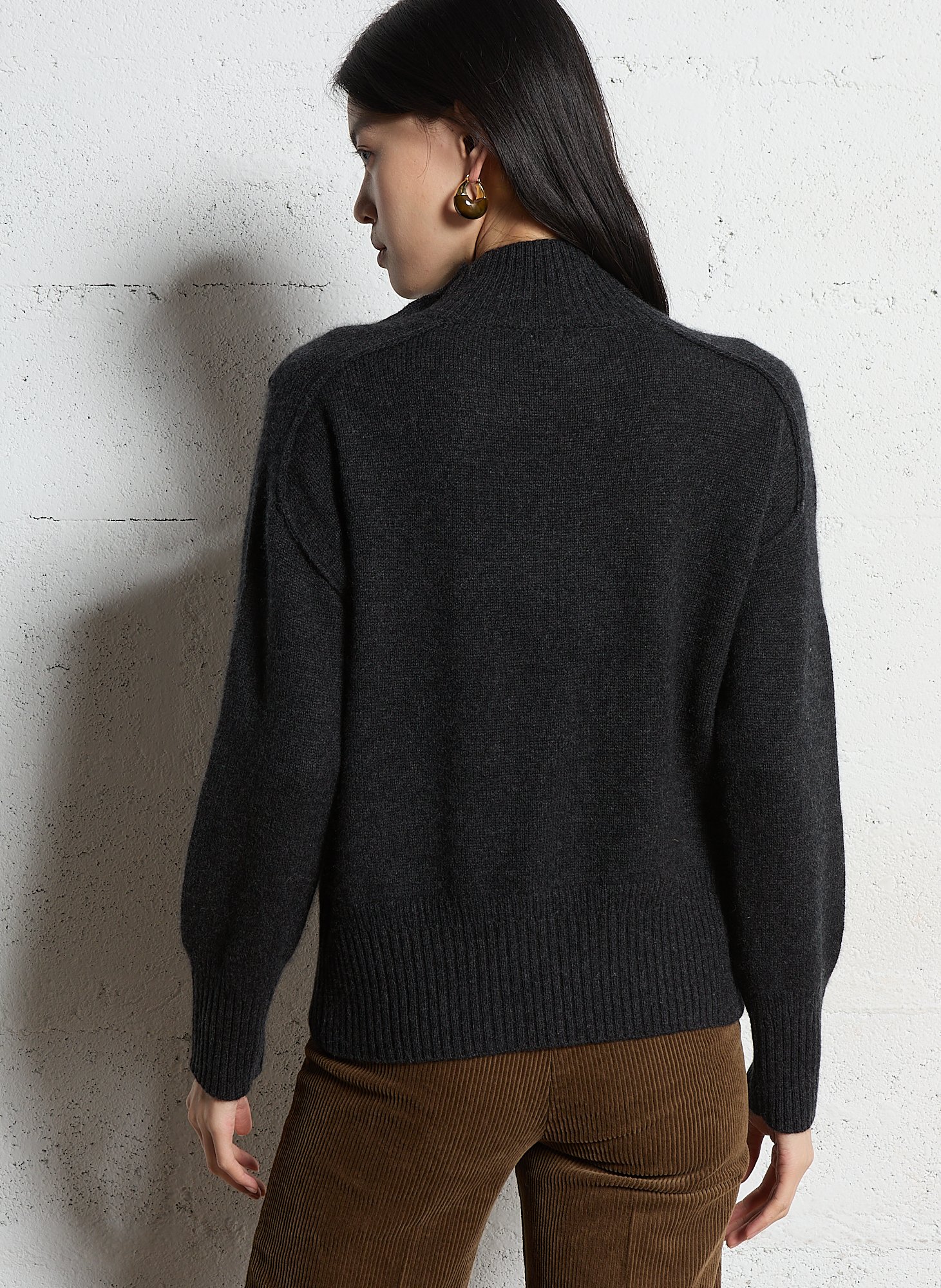 Pull col montant en cachemire Gris
