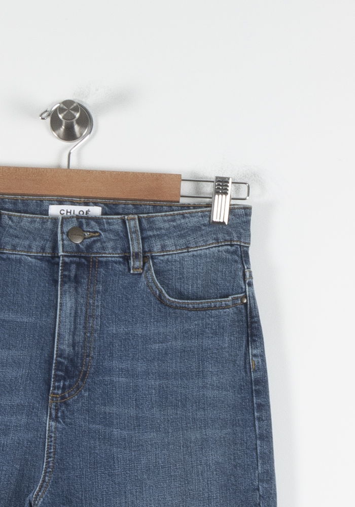 Cropped slim jeans with studs CHLOE STORA - SECONDE MAIN Blue