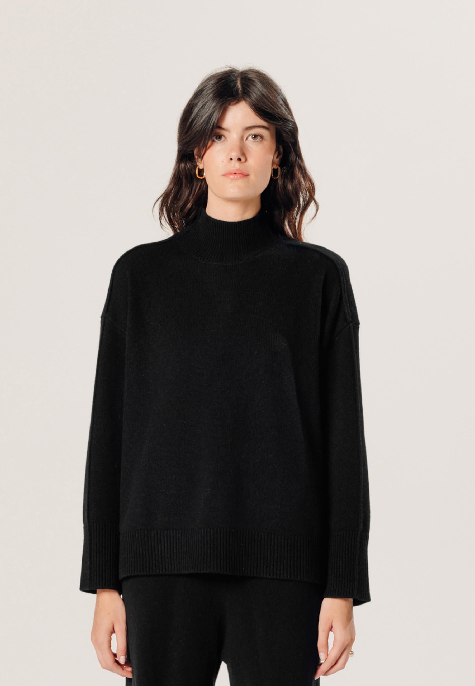Oversized high-neck cashmere sweater RODIER Black
