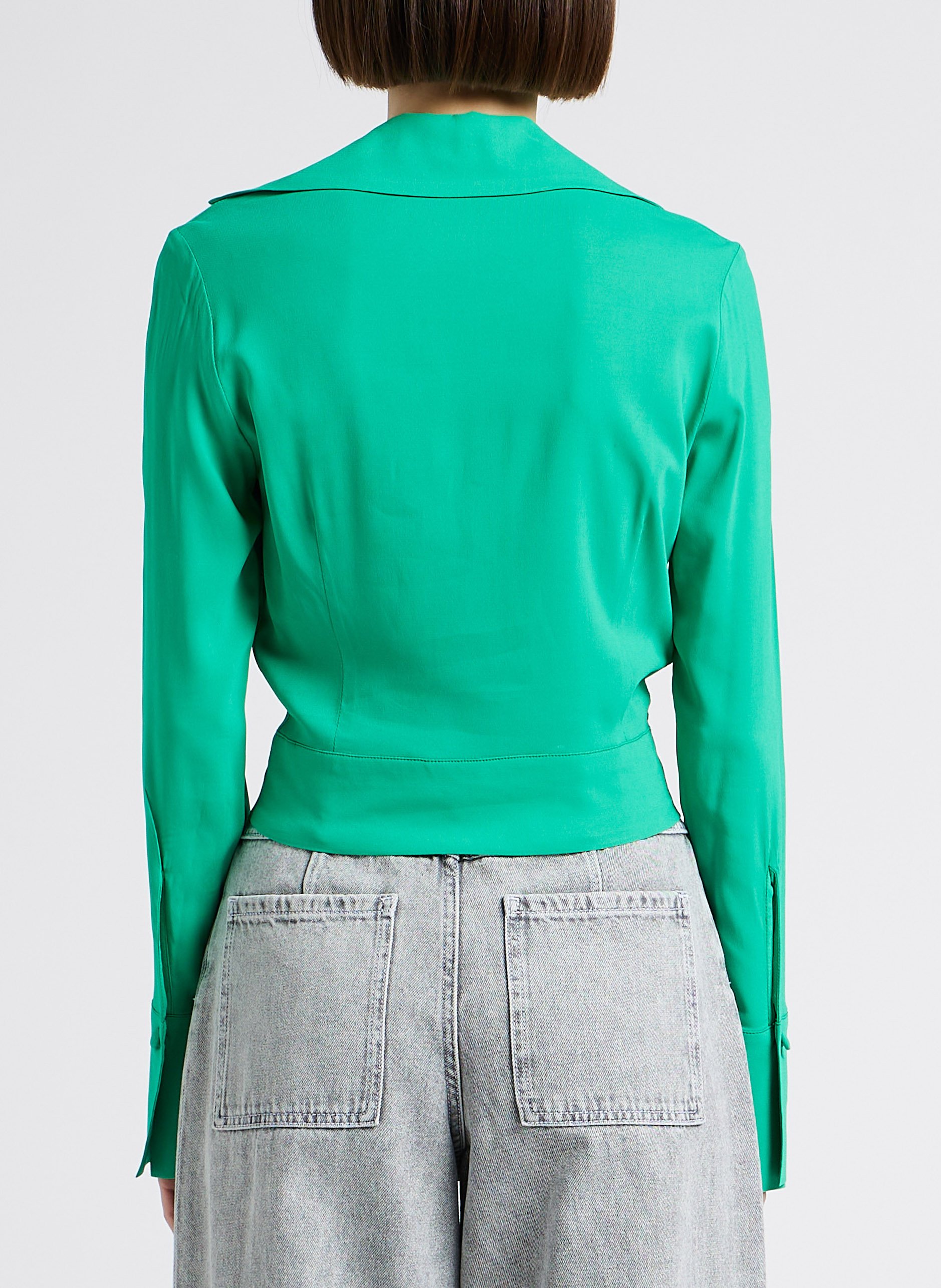 Top décolleté V à revers  MARGAUX LONNBERG Vert