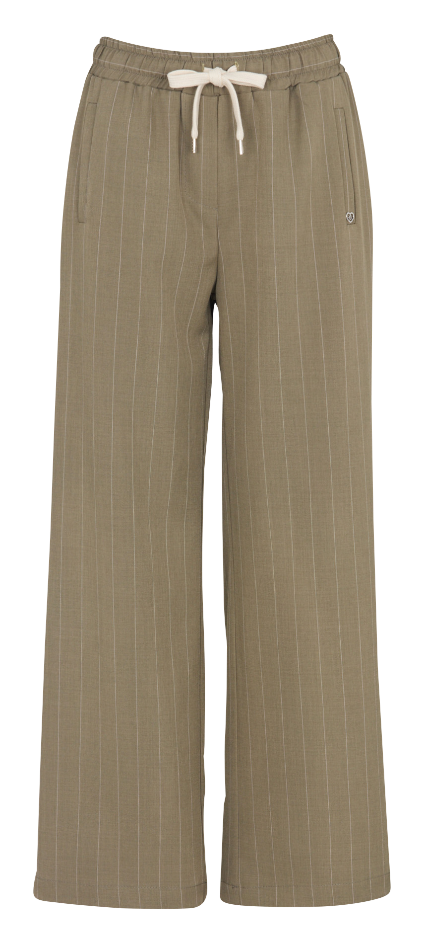 Pantalon large à rayures taille élastique PLEASE Kaki