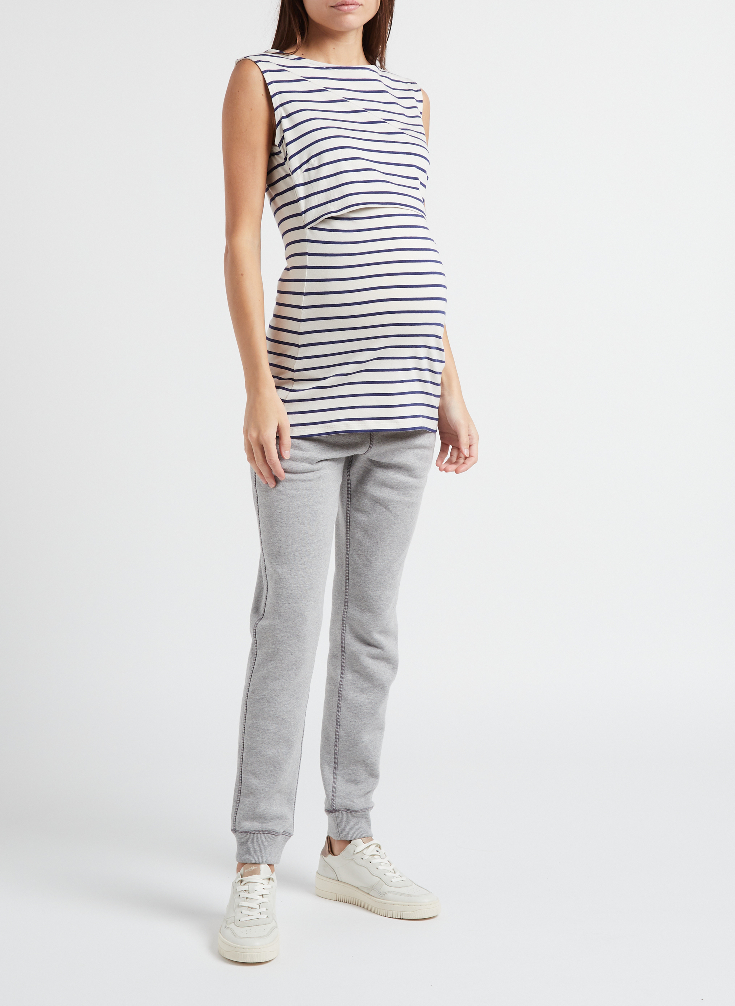 Canotta per allattare collo a barchetta a righe in cotone bio stretch BOOB Multicolore